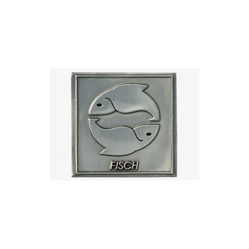 Etichetă de tablă „Pește”, pătrată, metal, argintiu