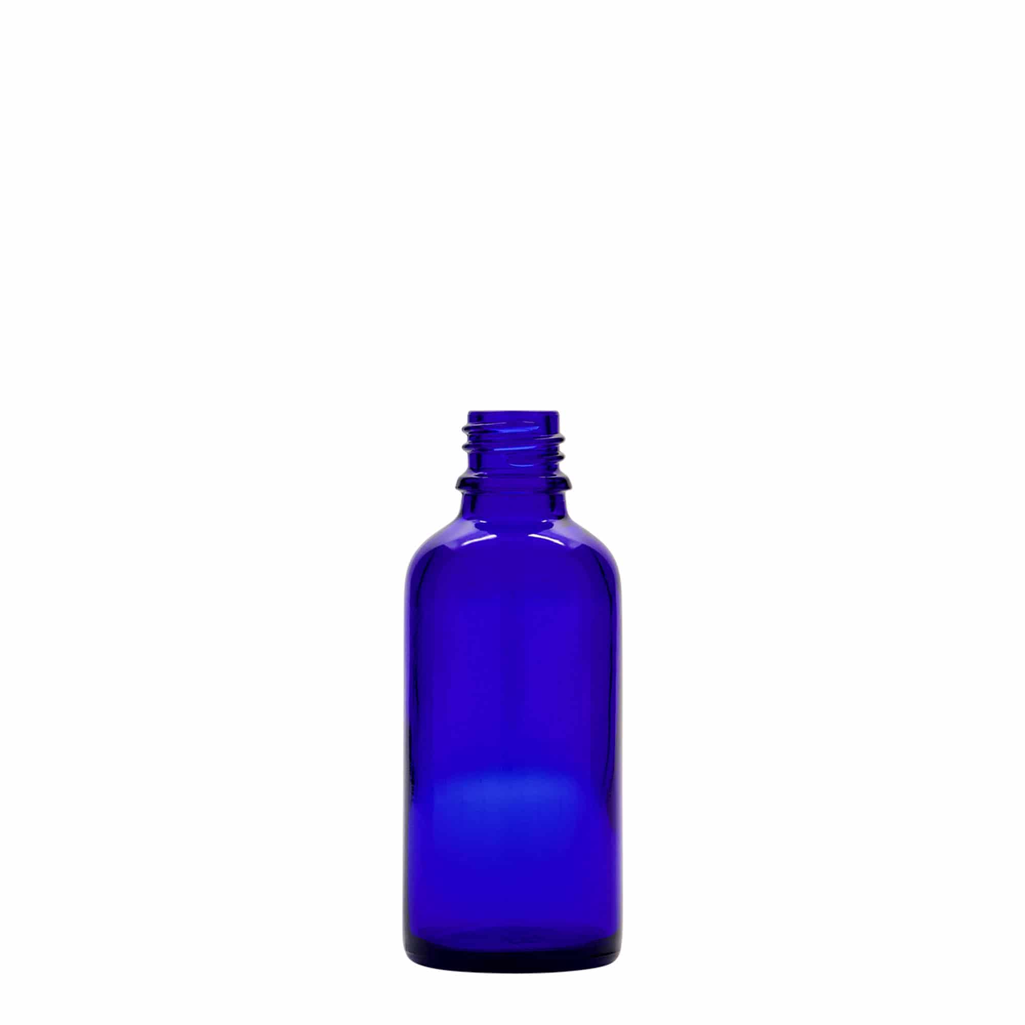 Flacon pulverizator 50 ml medicină, sticlă, albastru regal, gura: DIN 18