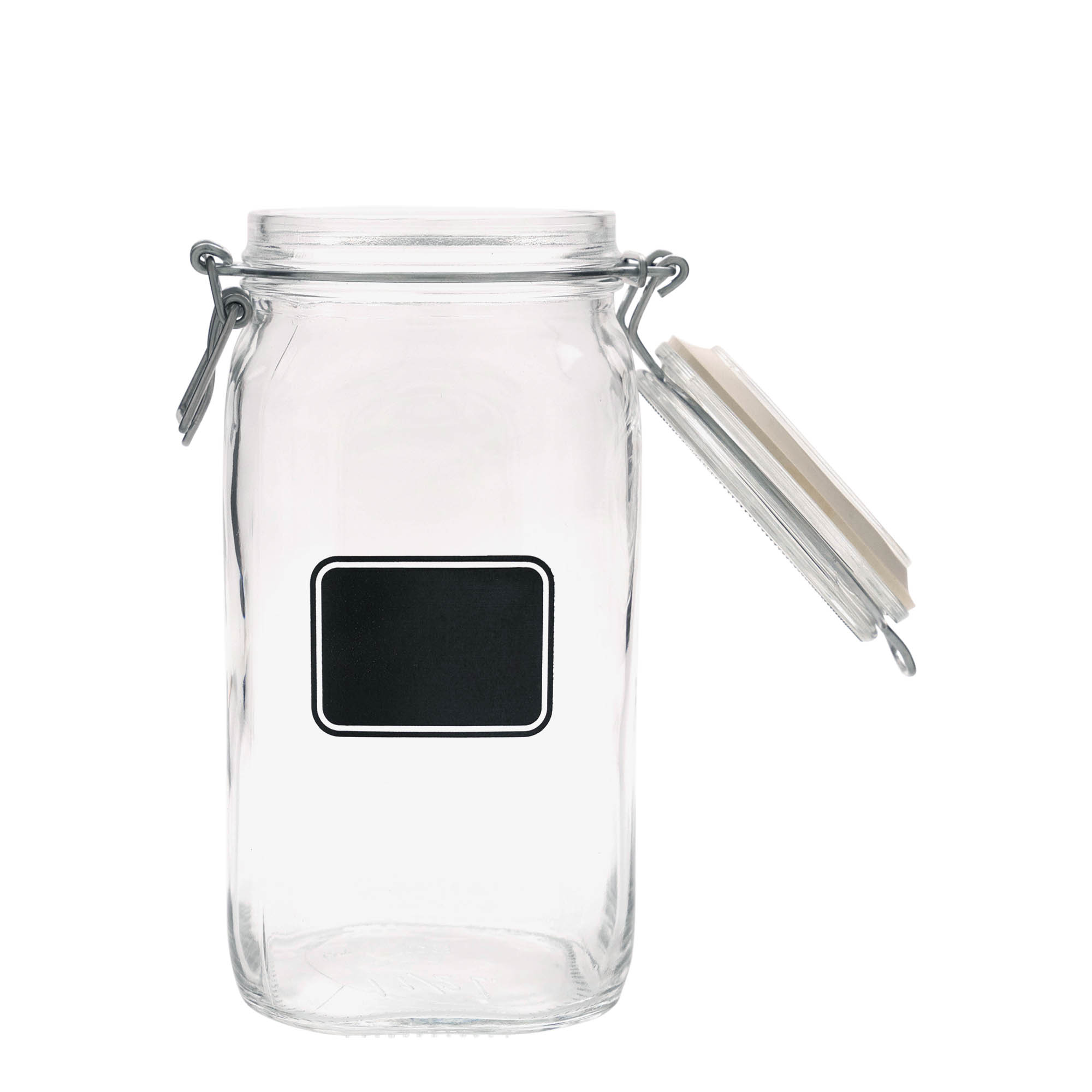 1.500 ml borcan cu clemă metalică „Fido”, motiv: câmp pentru etichetă, pătrat, gura: închidere cu clemă metalică 1.500 ml borcan cu clemă metalică „Fido”, motiv: câmp pentru etichetă, pătrat, gura: închidere cu clemă metalică