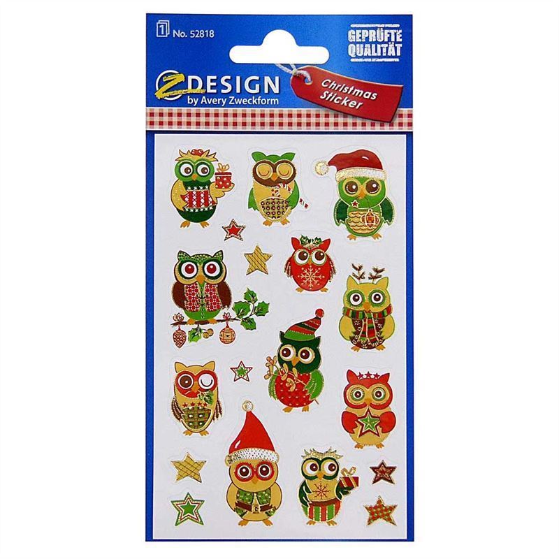 Zweckform autocolante „Bufnițe de Crăciun”, hârtie, multicolor