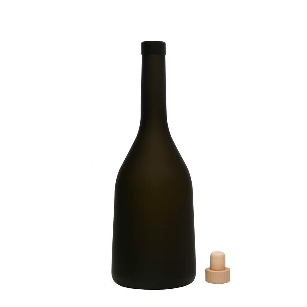 Sticlă de sticlă de 750 ml „Rustica”, verde antic, gura: dop