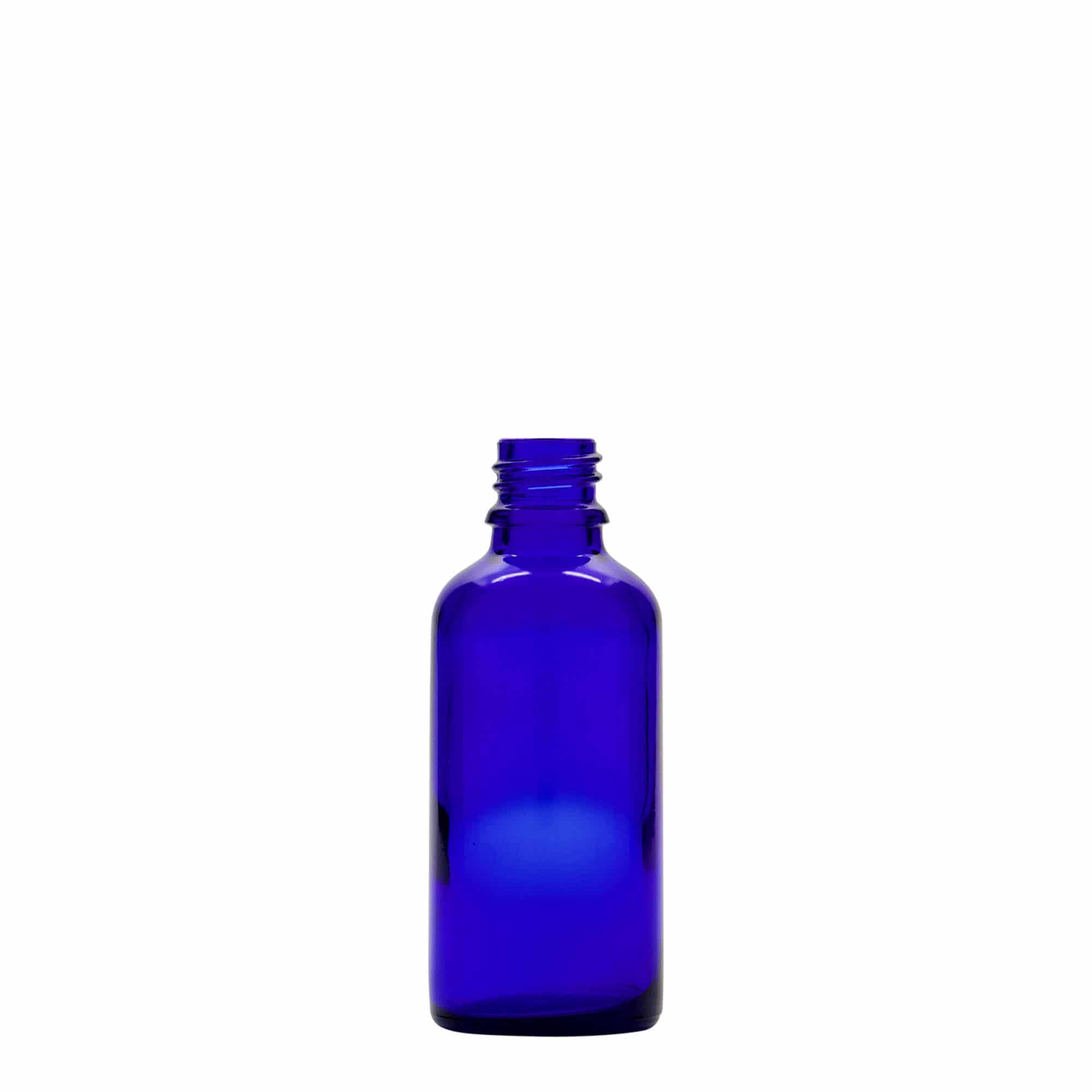Flacon cu pipetă 50 ml, medicină, sticlă, albastru regal-roșu, gura: DIN 18