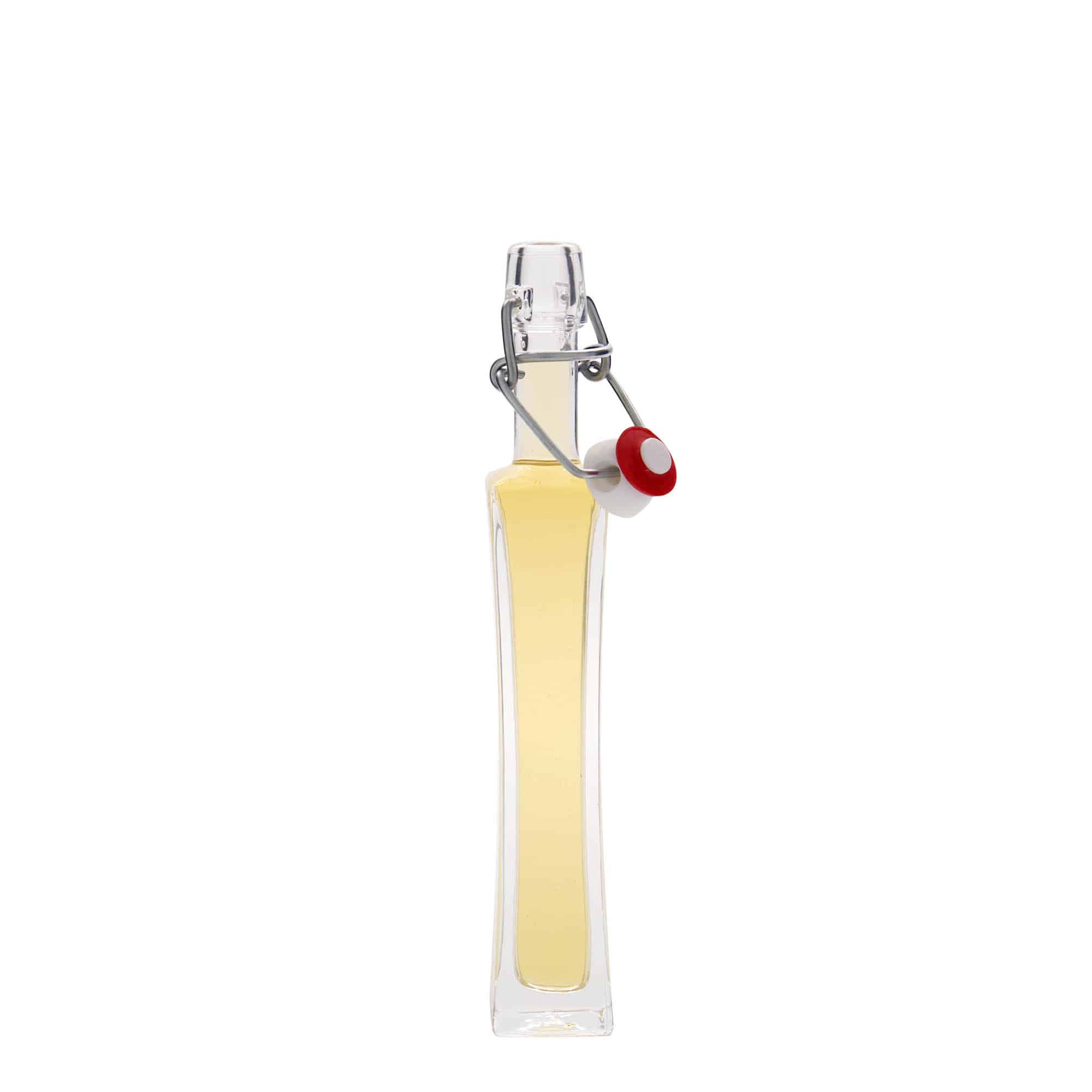Sticlă de sticlă de 40 ml „Koko”, pătrată, gât: închidere cu clemă