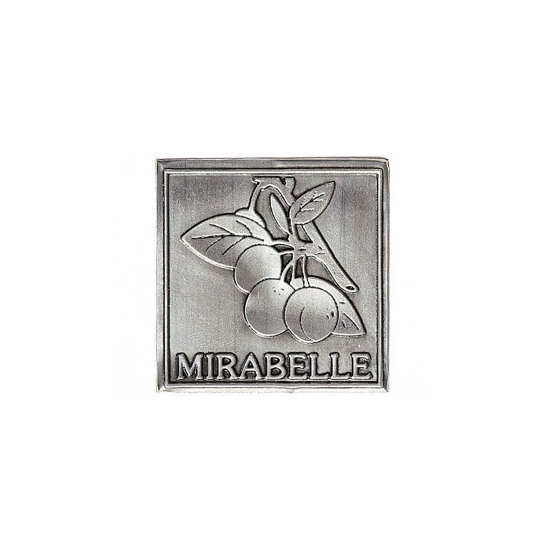 Etichetă de cositor „Mirabelle”, pătrată, metal, argintiu
