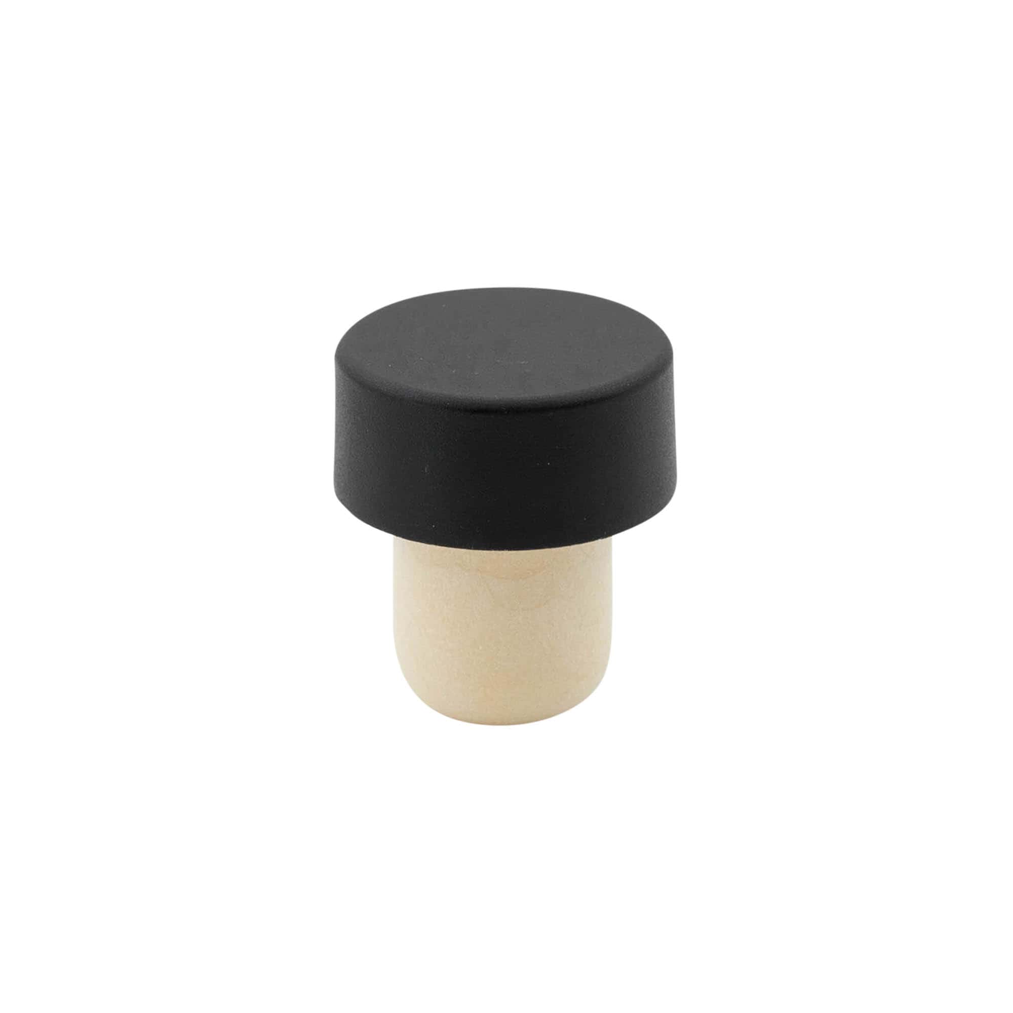 Dop cu mâner 19 mm, plastic, negru, pentru gură: dop din plută