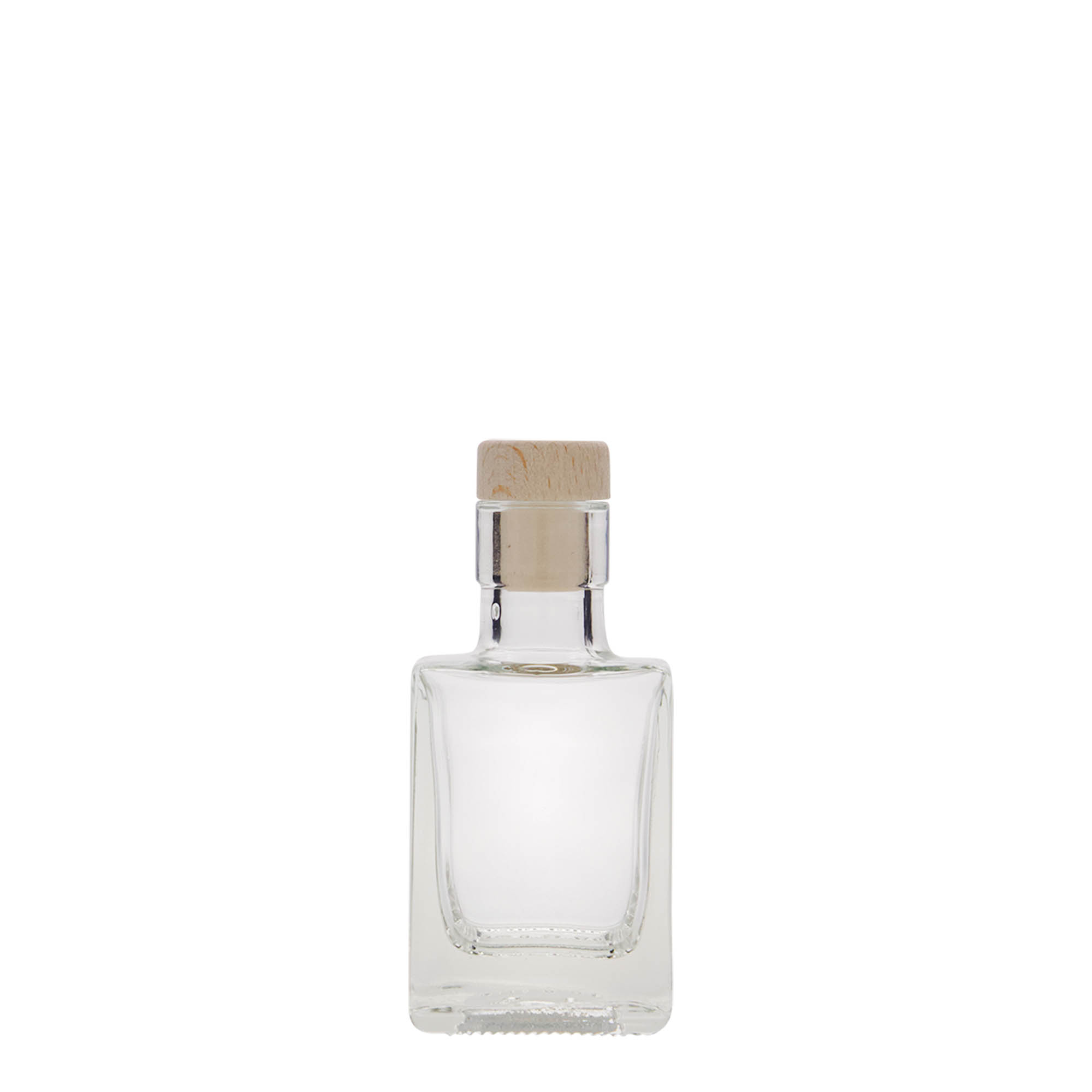 Sticlă de sticlă de 50 ml „Cube”, pătrată, gură: dop de plută