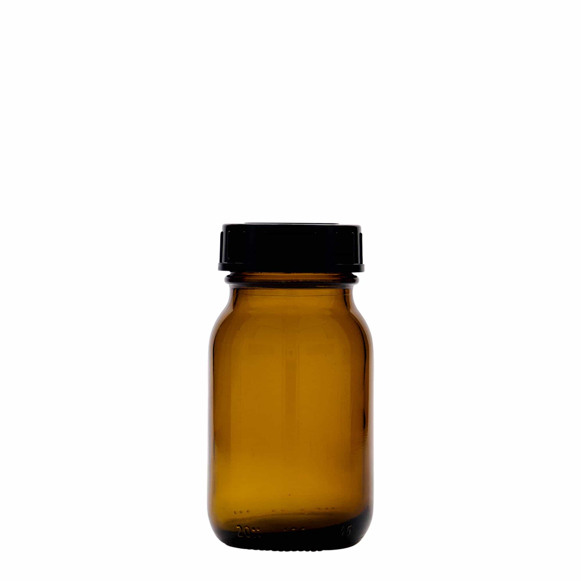 100 ml borcan cu gât larg, maro, gură: DIN 40