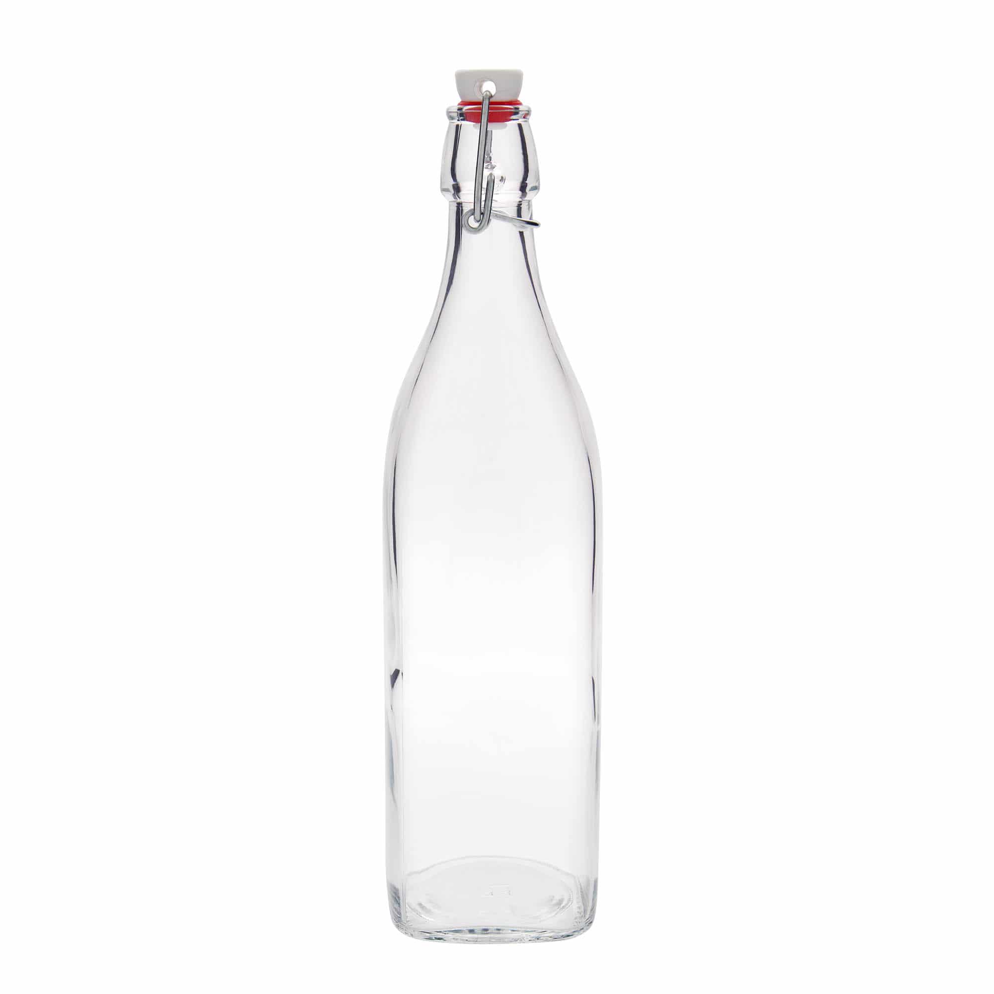 Sticlă de sticlă de 1.000 ml „Swing, pătrată, gât: închidere cu clemă”