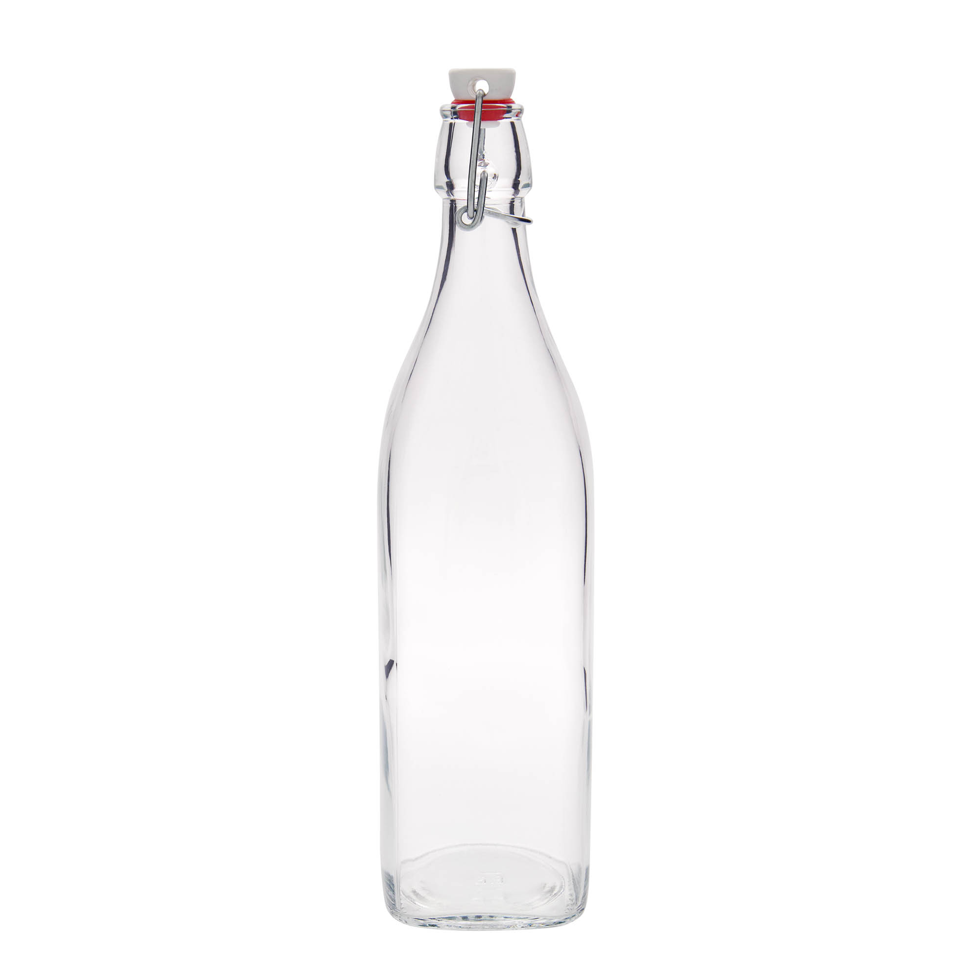 Sticlă de sticlă de 1.000 ml „Swing, pătrată, gât: închidere cu clemă” Sticlă de sticlă de 1.000 ml „Swing, pătrată, gât: închidere cu clemă”