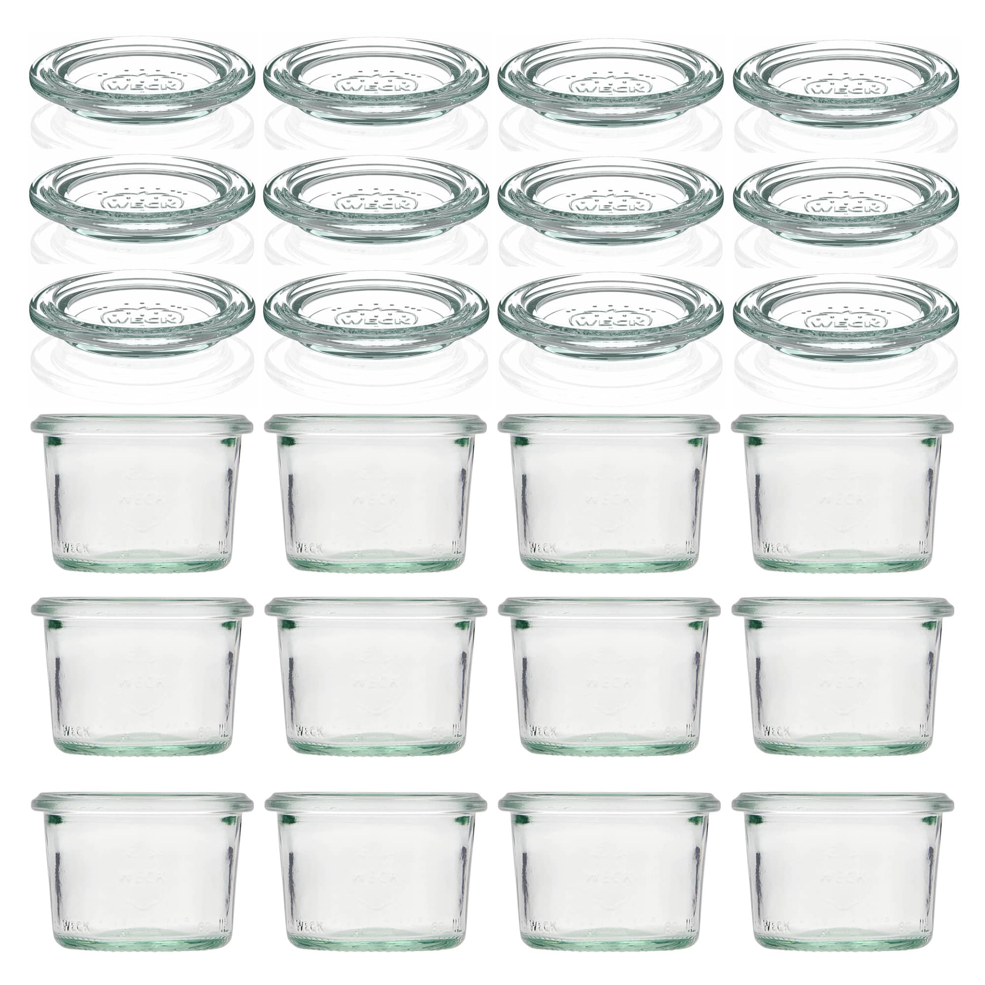 12x 80 ml borcan WECK cu gura largă cu capac de sticlă RR 60
