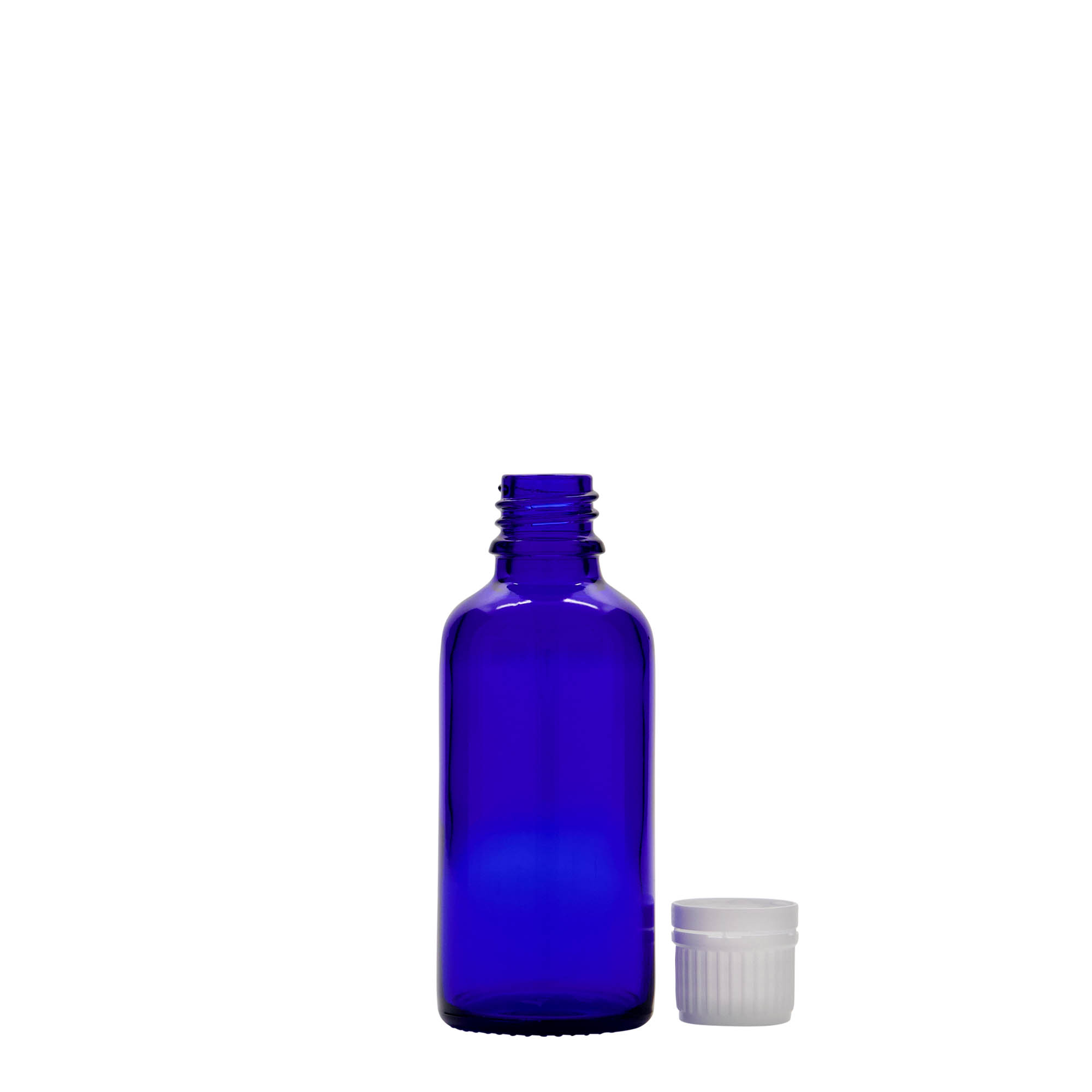 50 ml sticlă medicală, sticlă, albastru regal, gura: DIN 18