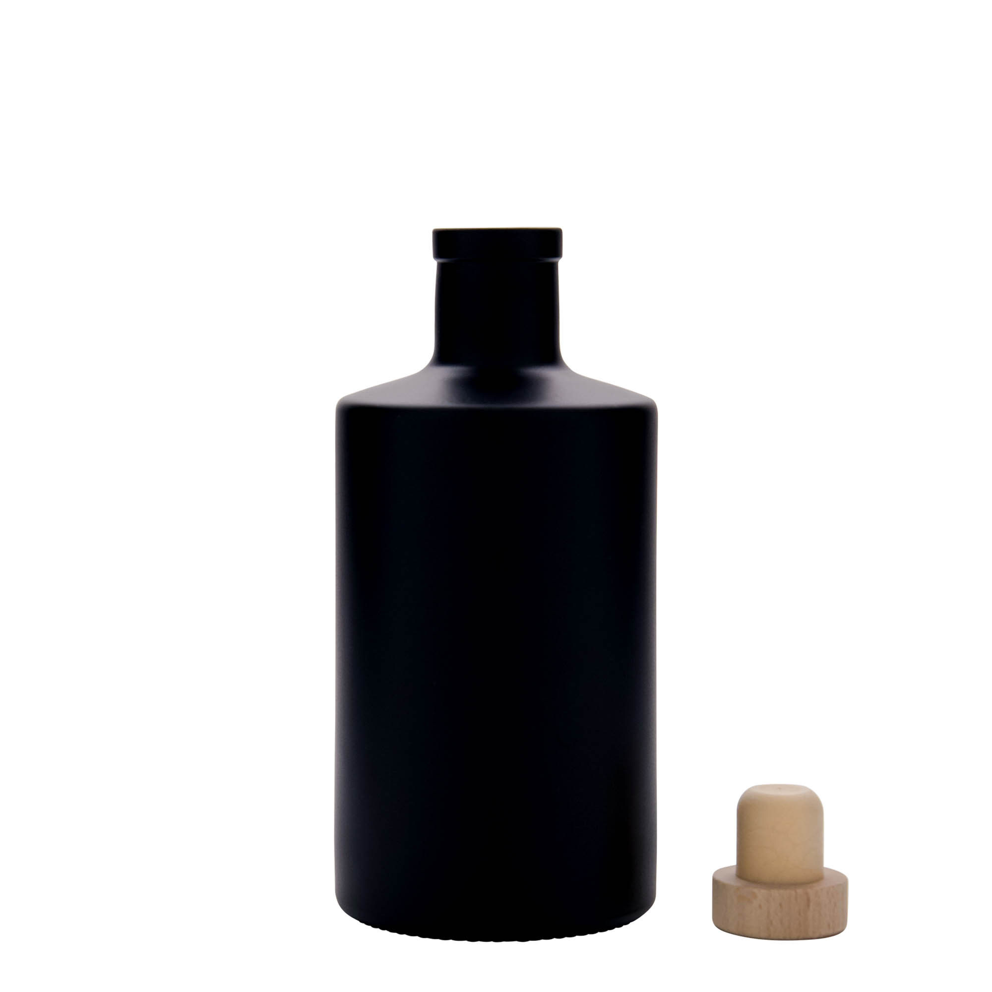 Sticlă de sticlă de 500 ml „Caroline”, neagră, gura: dop de plută Sticlă de sticlă de 500 ml „Caroline”, neagră, gura: dop de plută