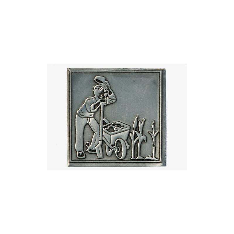 Etichetă de cositor „Grădinar”, pătrată, metal, argintiu