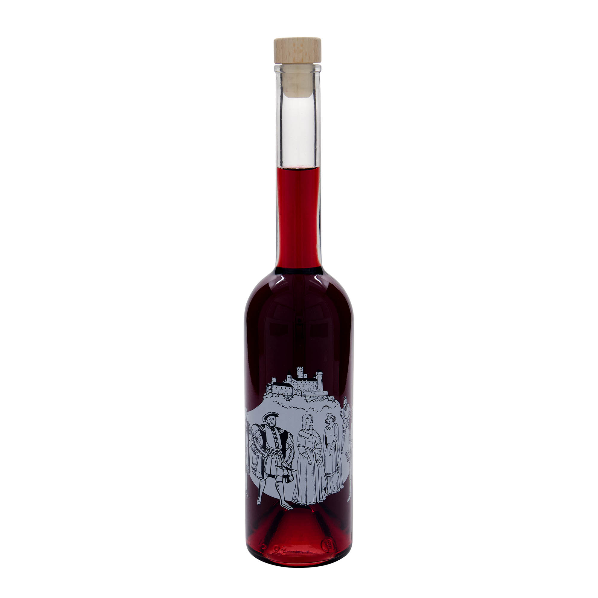 Sticlă de sticlă de 500 ml „Opera”, motiv: Evul Mediu, gură: dop de plută