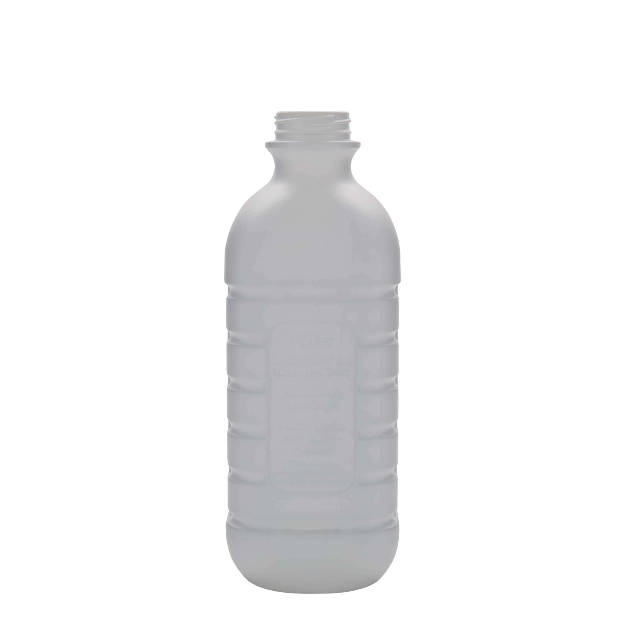 1.000 ml sticlă de lapte, dreptunghiulară, plastic HDPE, albă, gura: PEHD40
