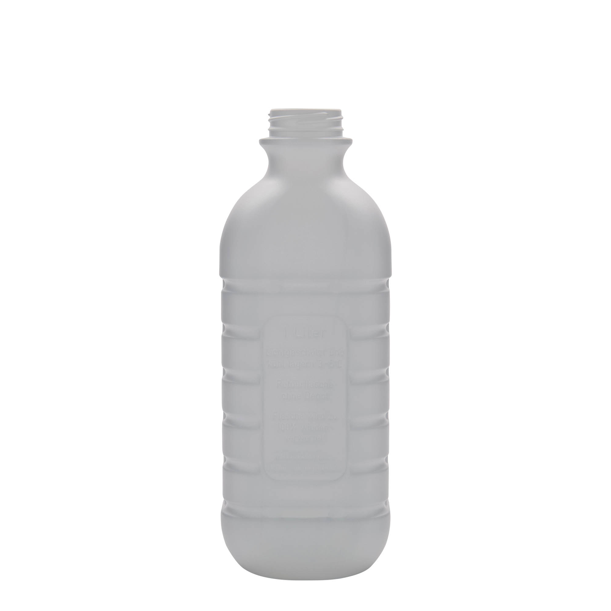 1.000 ml sticlă de lapte, dreptunghiulară, plastic HDPE, albă, gura: PEHD40