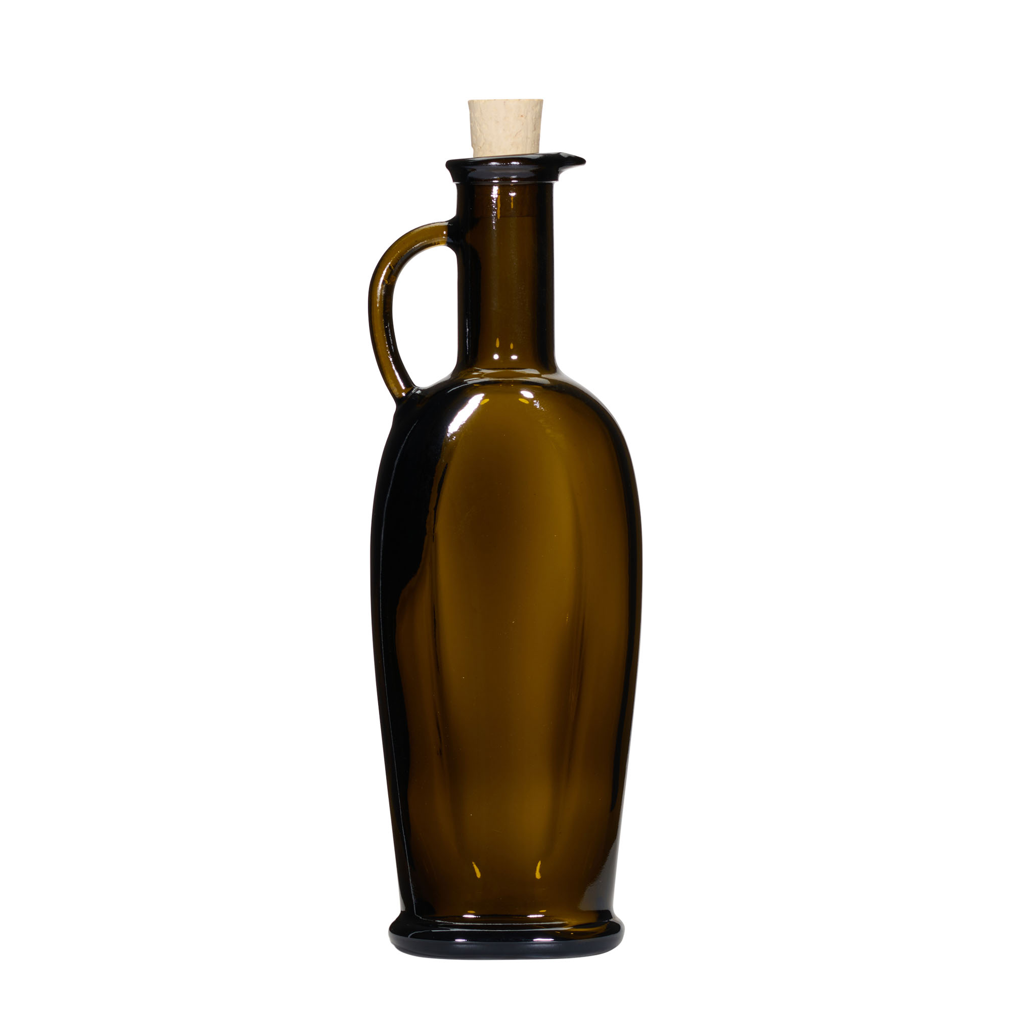 Sticlă de sticlă 250 ml „Eleganta”, ovală, verde antichizat, gât: dop