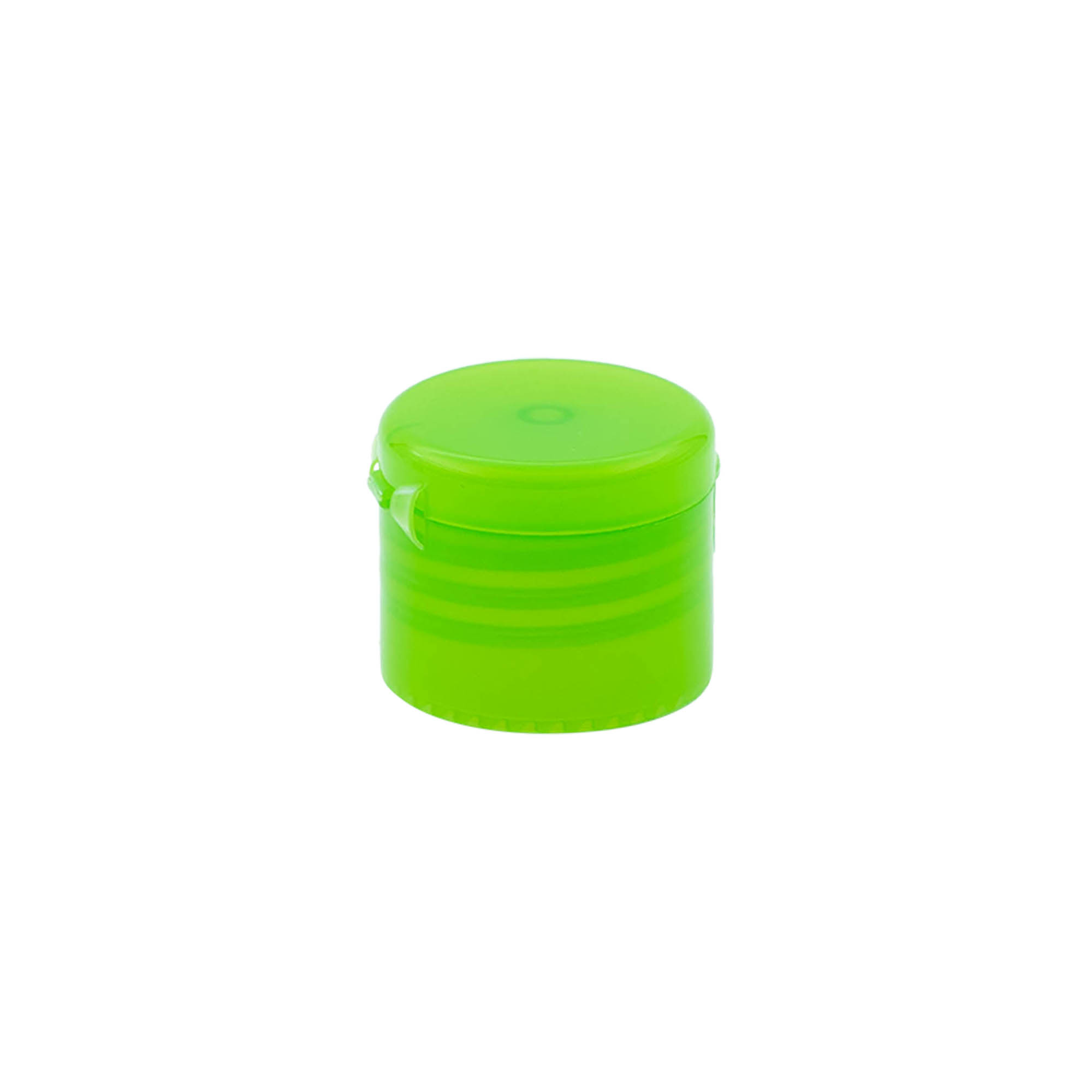 Capac cu filet și balama pliabilă, plastic PP, verde, pentru gura sticlei: 24/410