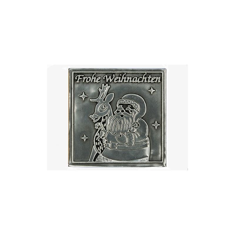 Etichetă de cositor „Crăciun fericit”, pătrată, metal, argintiu