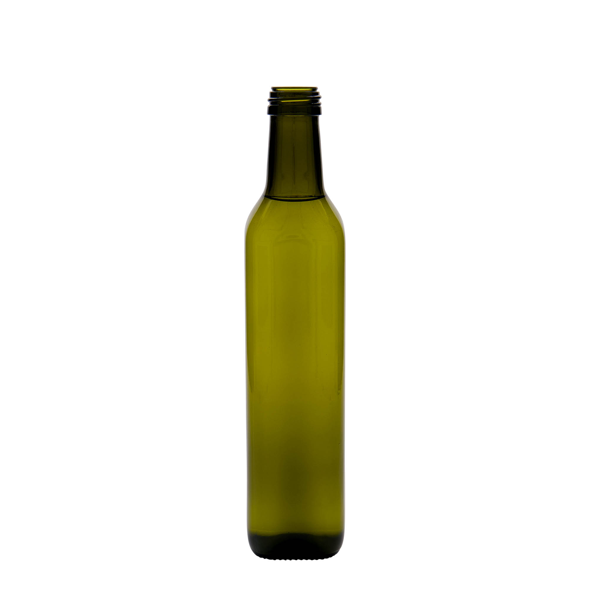 Sticlă de sticlă de 500 ml „Marasca”, pătrată, verde antic, gura: PP 31,5 Sticlă de sticlă de 500 ml „Marasca”, pătrată, verde antic, gura: PP 31,5