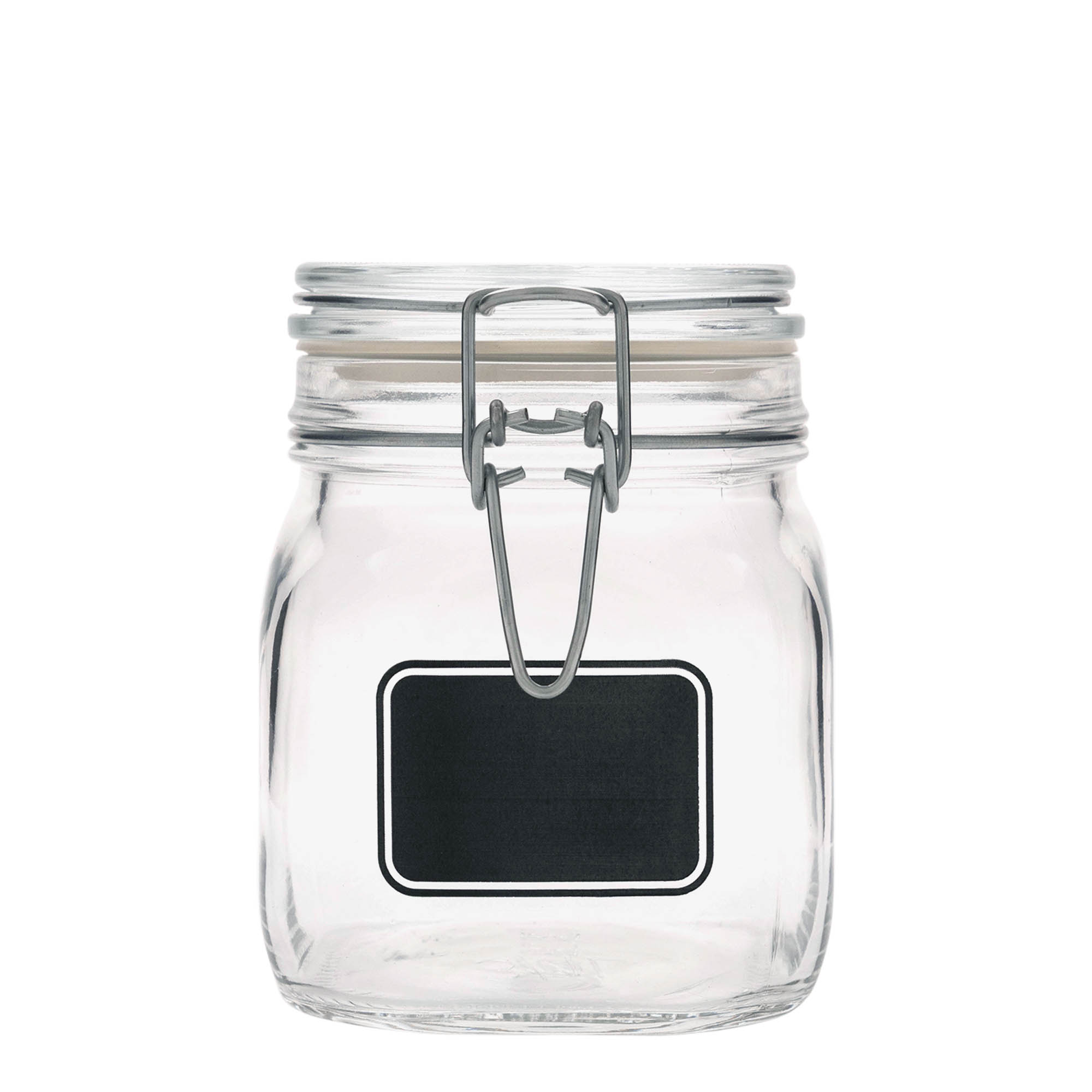750 ml borcan cu clemă metalică „Fido”, motiv: câmp pentru etichetă, pătrat, gura: închidere cu clemă metalică 750 ml borcan cu clemă metalică „Fido”, motiv: câmp pentru etichetă, pătrat, gura: închidere cu clemă metalică