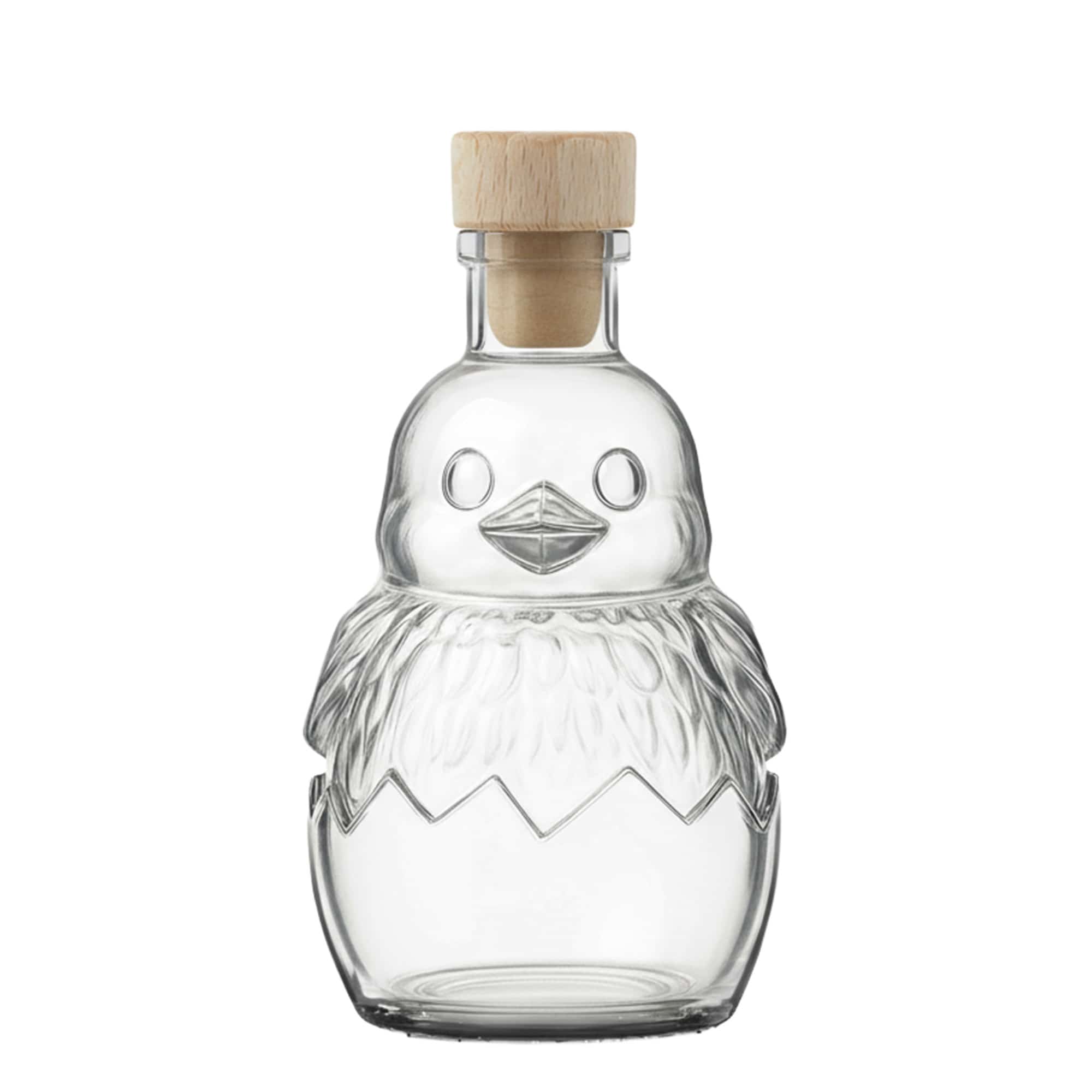 Sticlă de sticlă 200 ml „Pui”, gura: dop de plută
