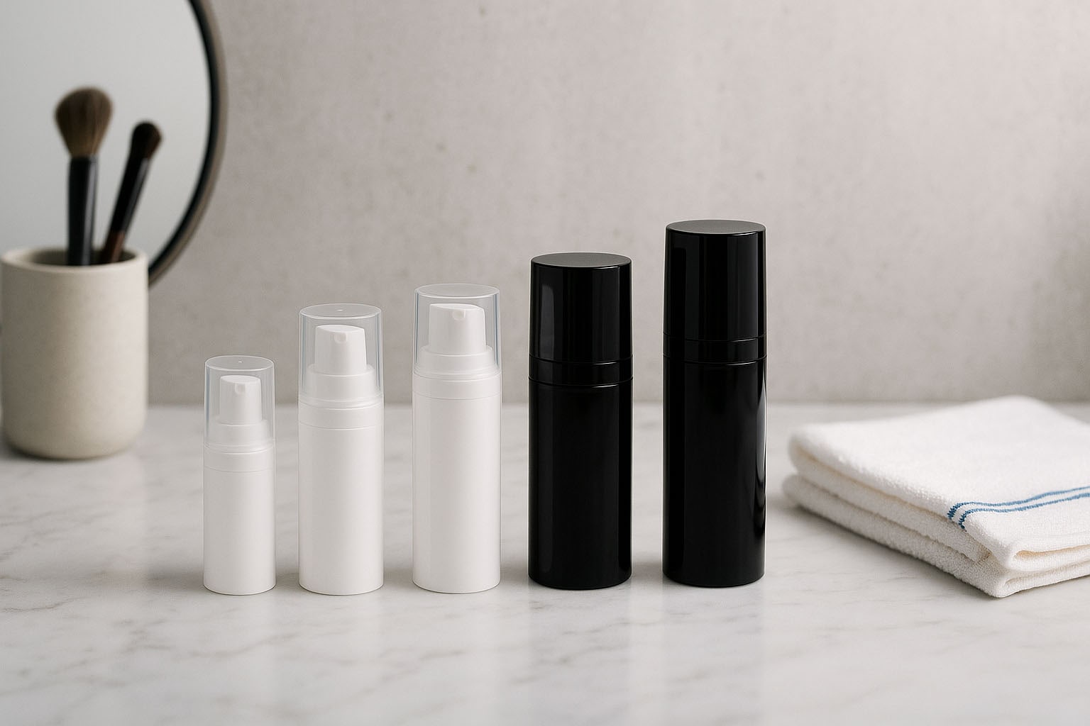 Cap Airless Micro margine aurie + alb, capac de protecție lucios