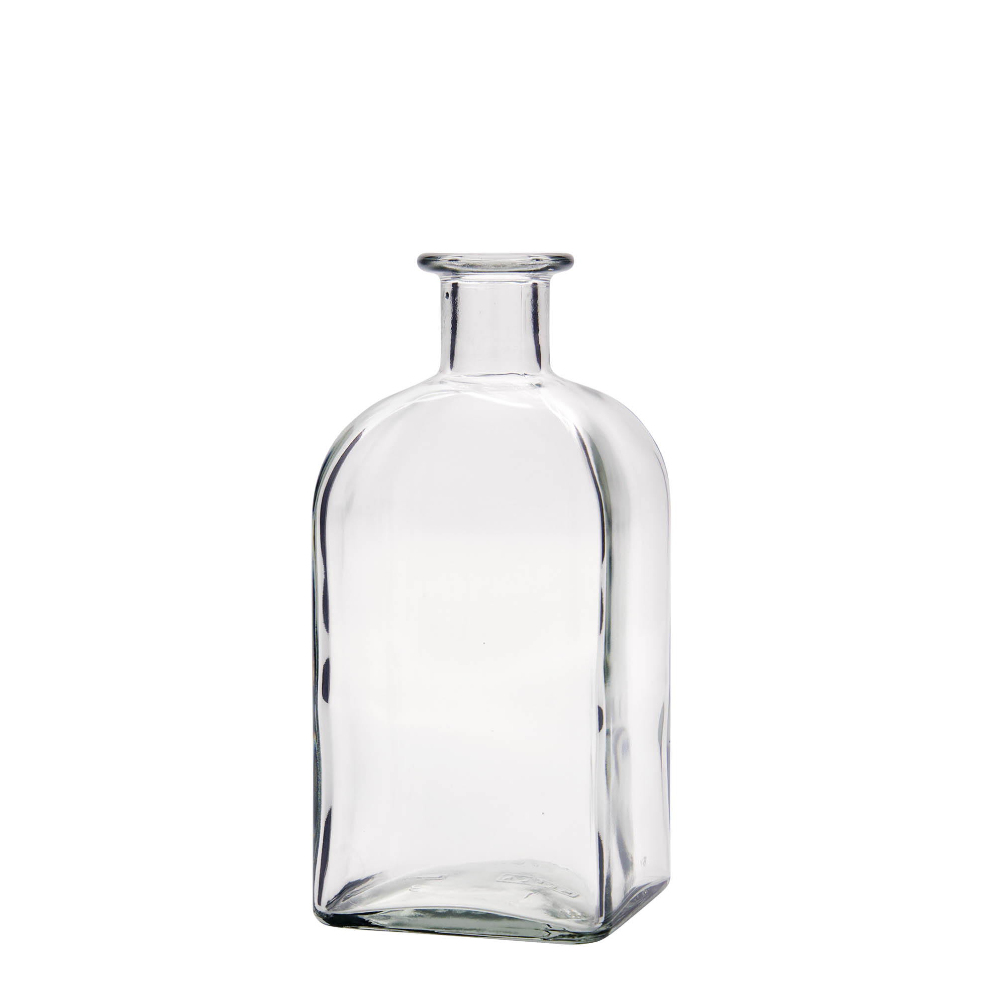 Sticlă de 500 ml din sticlă, farmacist Carré, pătrată, gura: plută Sticlă de 500 ml din sticlă, farmacist Carré, pătrată, gura: plută