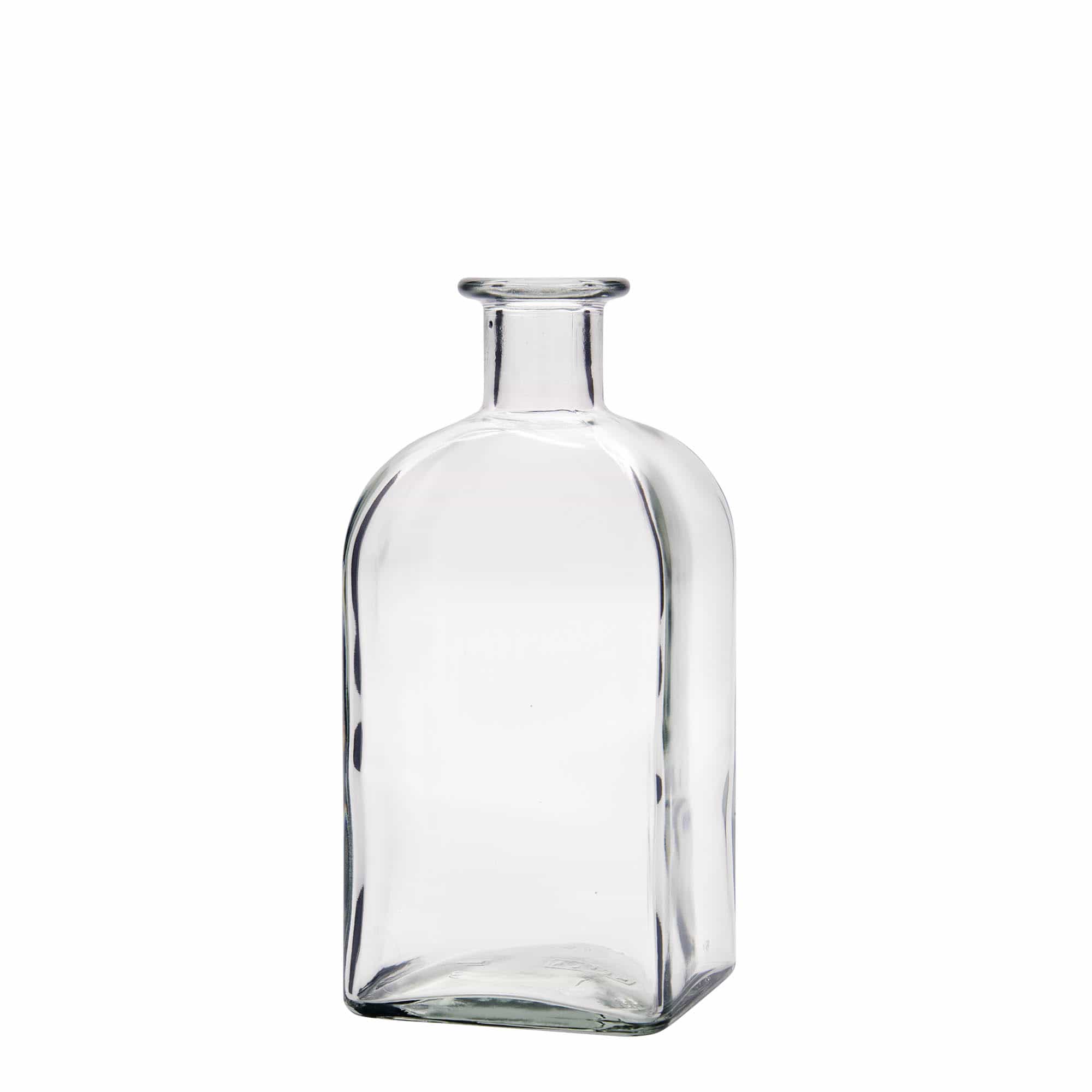 Sticlă de 500 ml din sticlă, farmacist Carré, pătrată, gura: plută
