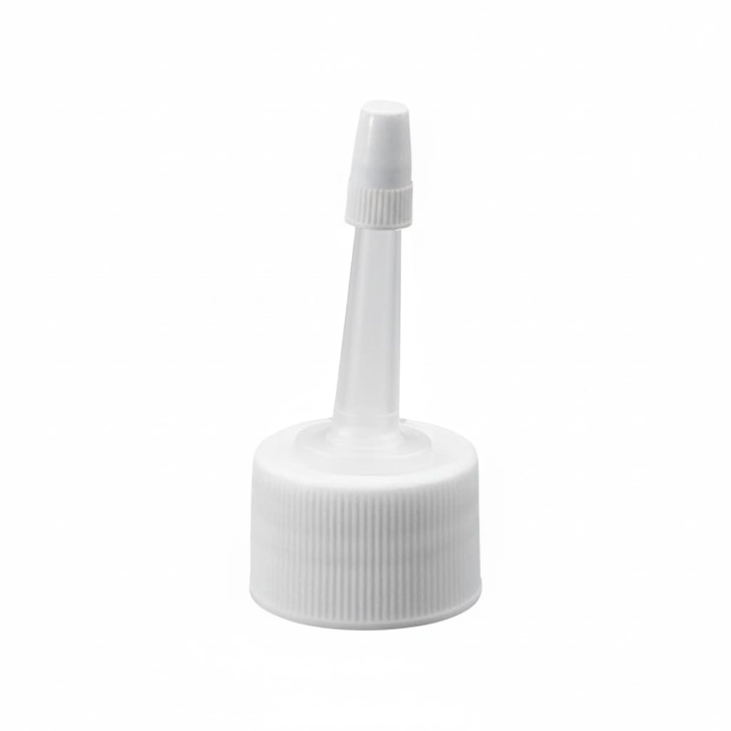 Capac cu filet și aplicator, plastic PP, alb, pentru gura: 24/410