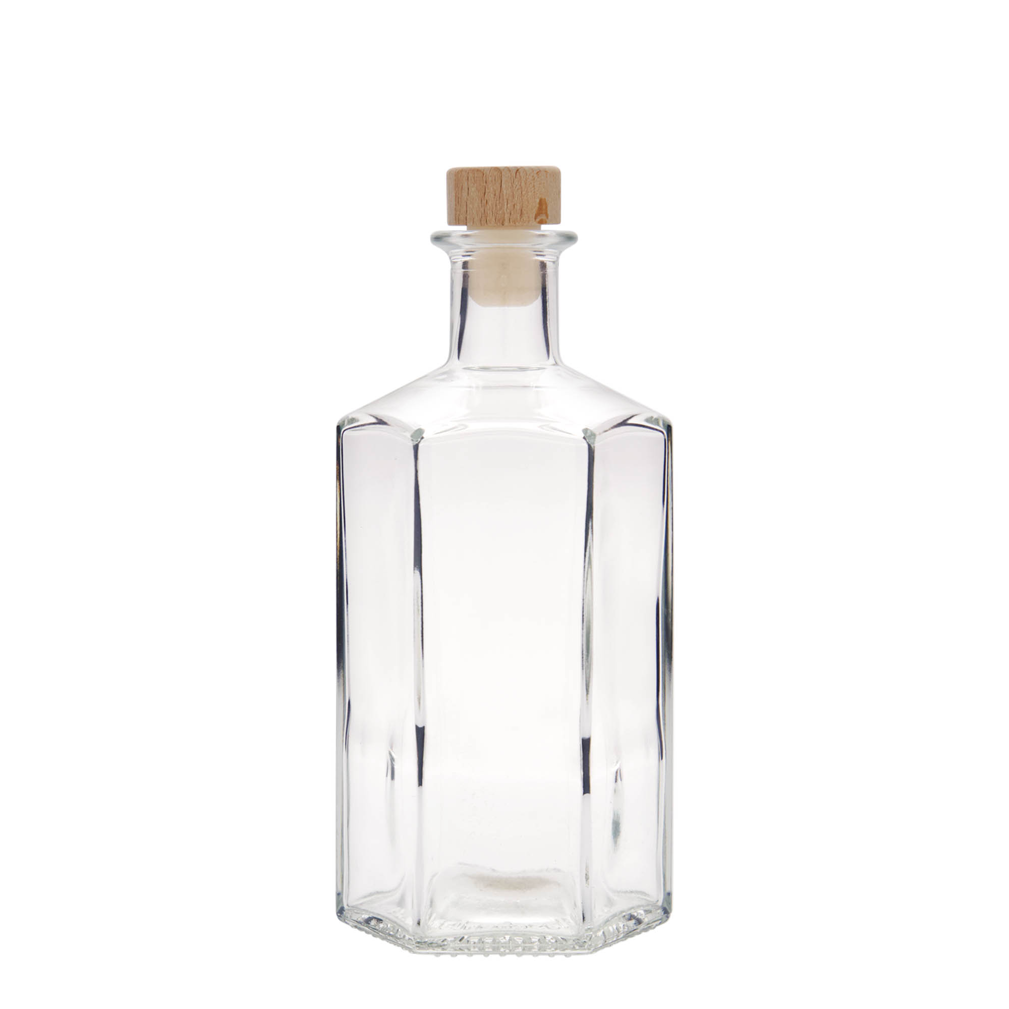 Sticlă de sticlă de 500 ml farmacist 'Jimmy', hexagonală, gura: dop de plută