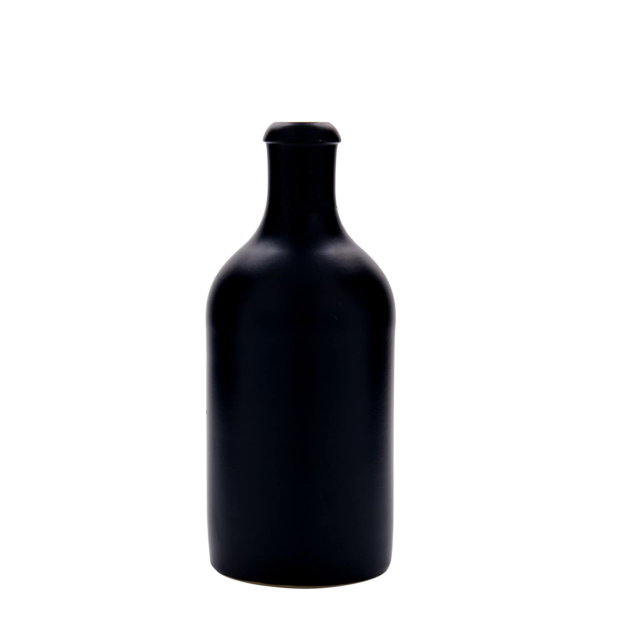 Cana de lut 500 ml, ceramică, neagră, gura: închidere cu clemă