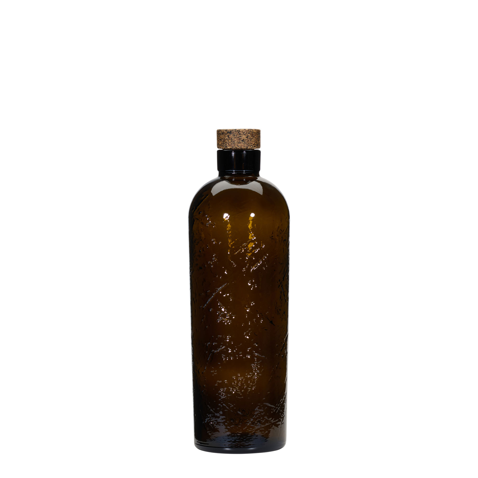Sticlă din sticlă lucrată manual 700 ml „Natural”, maro, gură: plută Sticlă din sticlă lucrată manual 700 ml „Natural”, maro, gură: plută