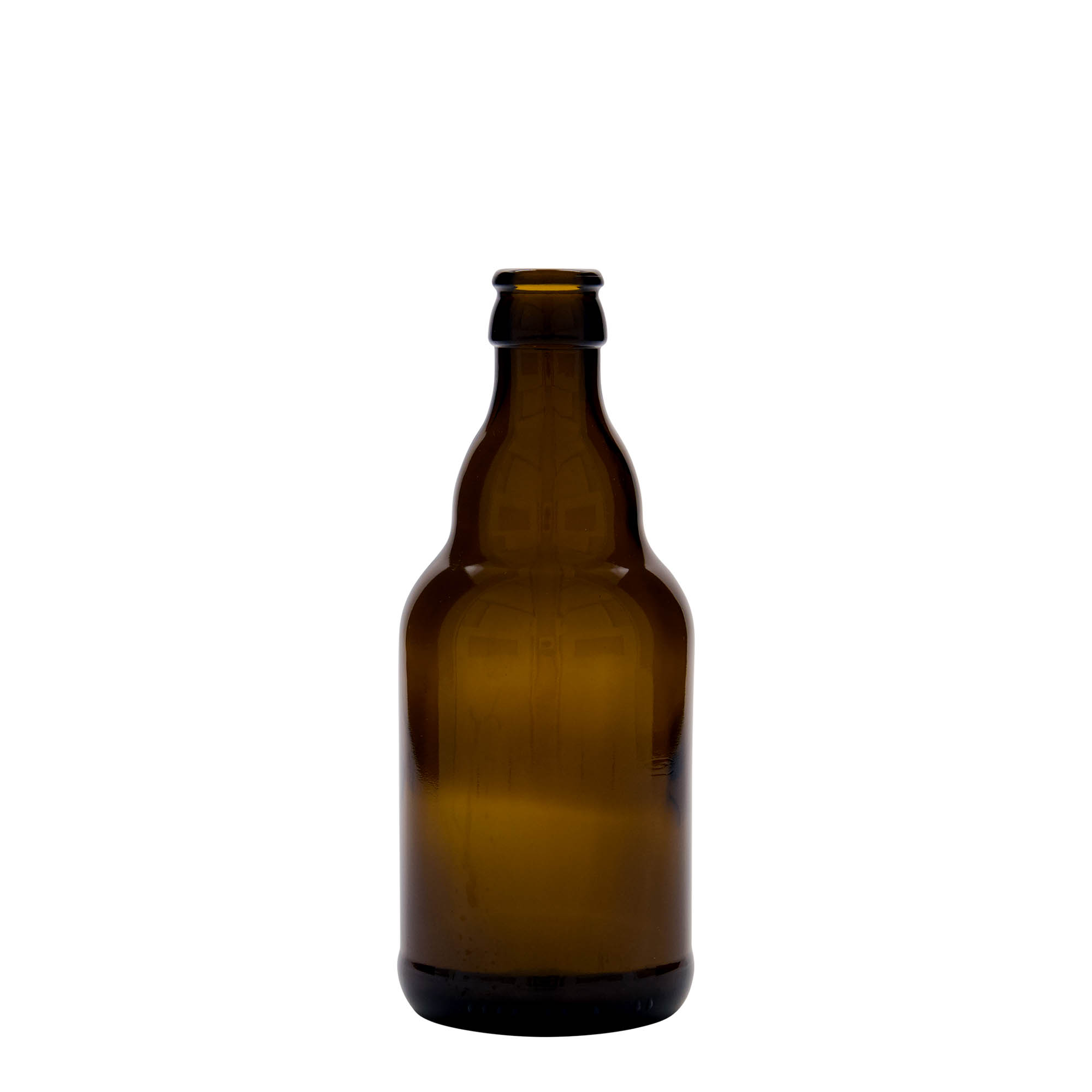 Sticlă de bere 330 ml „Steinie”, sticlă, maro, gât: capac tip coroana