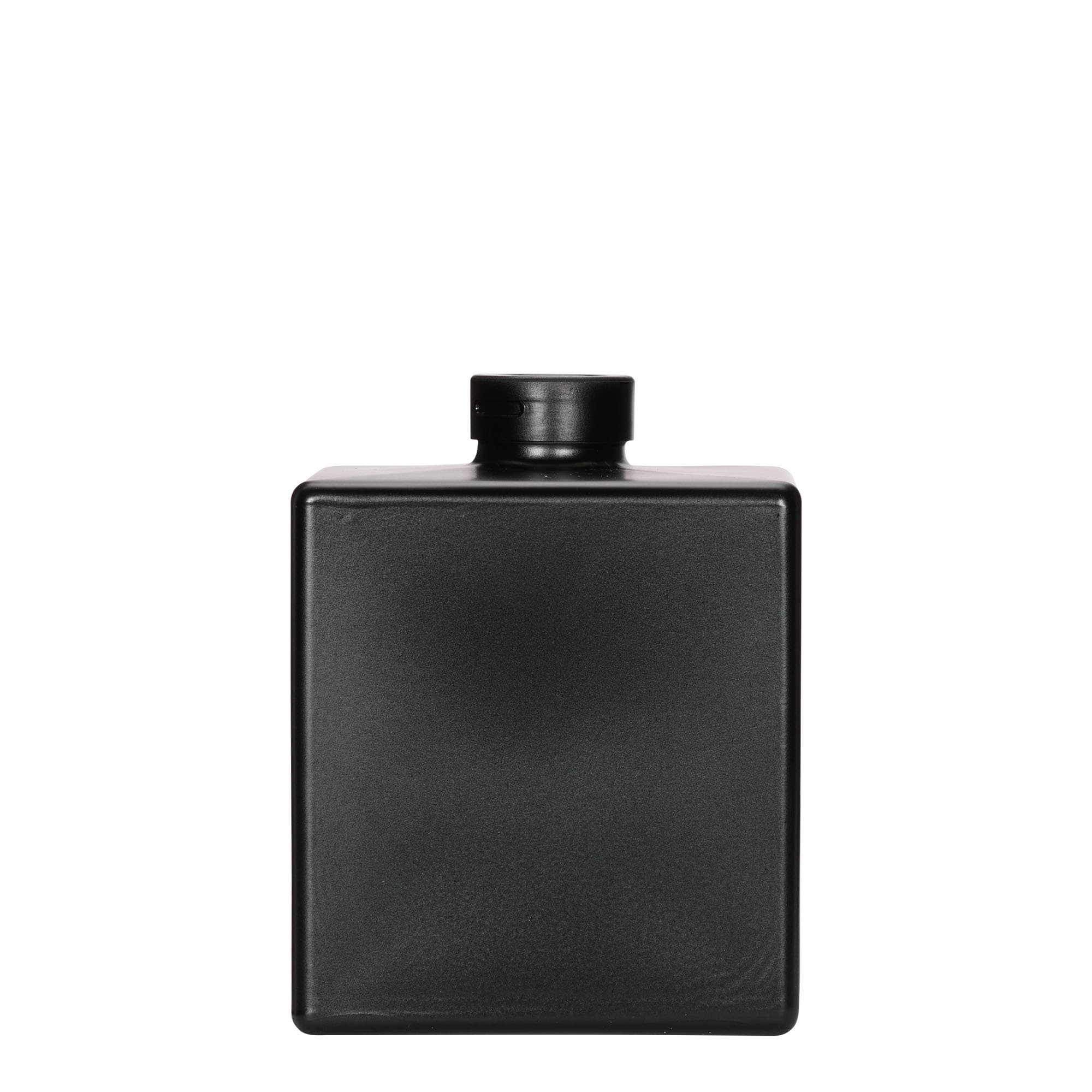 Sticlă de sticlă de 500 ml „Cube”, pătrată, neagră, gura: plută