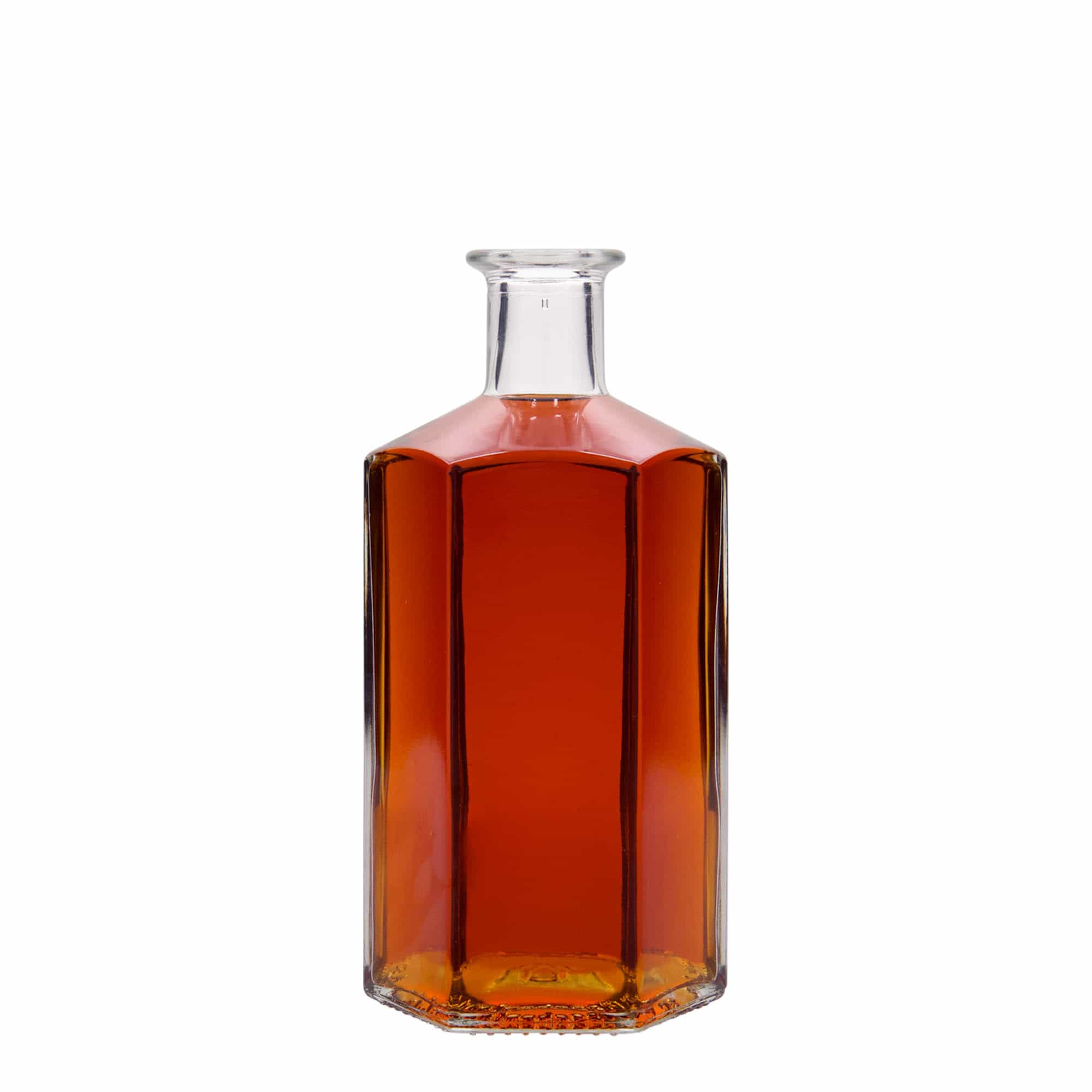 Sticlă de sticlă de 500 ml farmacist 'Jimmy', hexagonală, gura: dop de plută