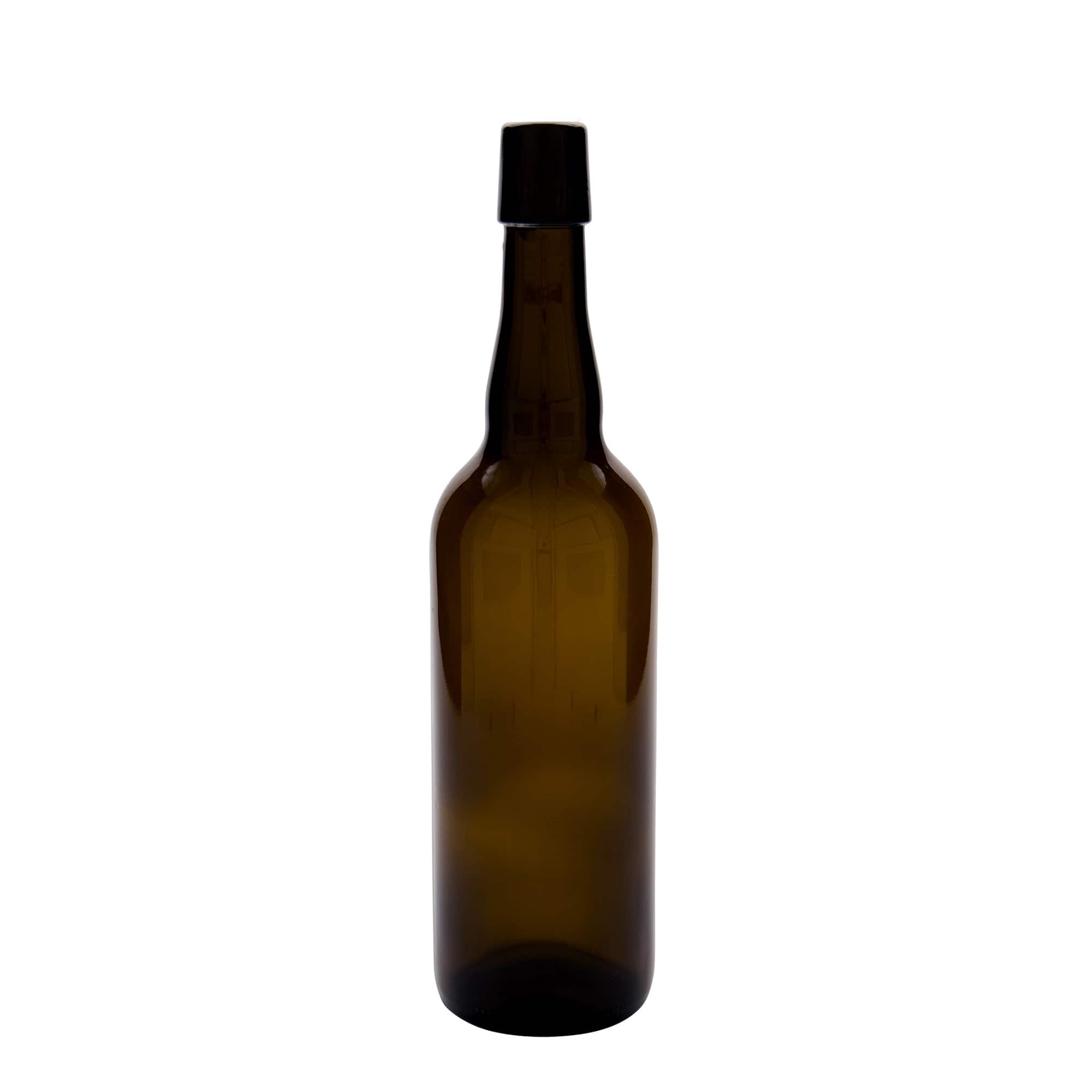Sticlă de bere 750 ml Belgia, sticlă, maro, gât: închidere cu clemă