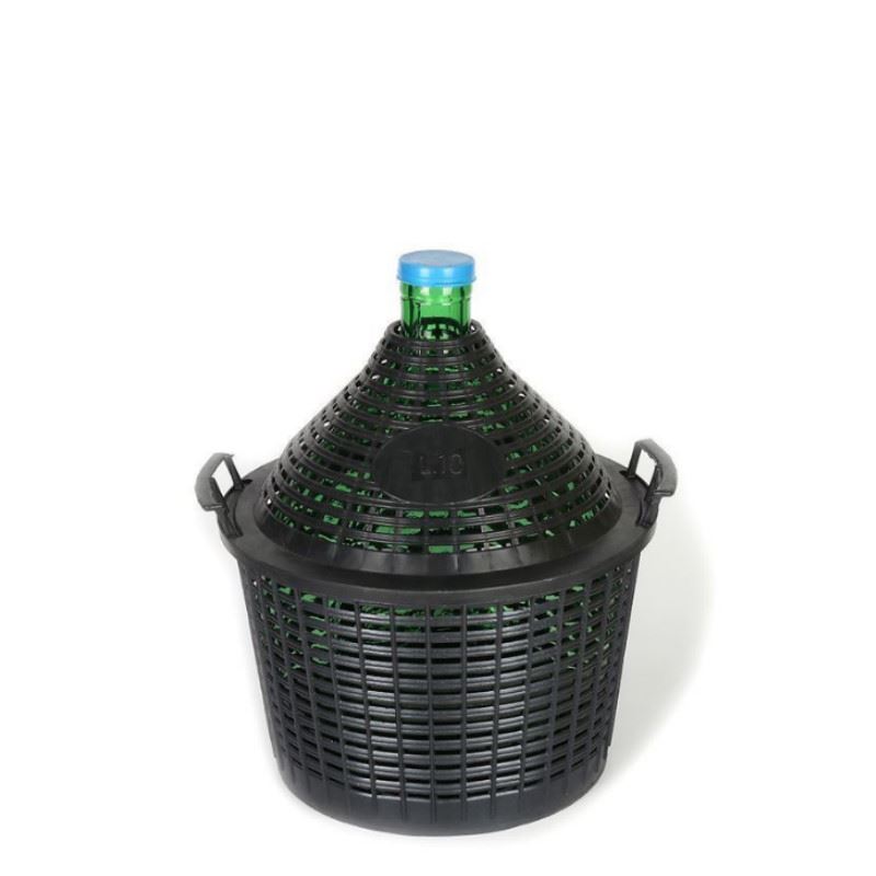 Butelie balon 10 l, gât îngust, sticlă, verde, deschidere: capac cu clapetă Butelie balon 10 l, gât îngust, sticlă, verde, deschidere: capac cu clapetă