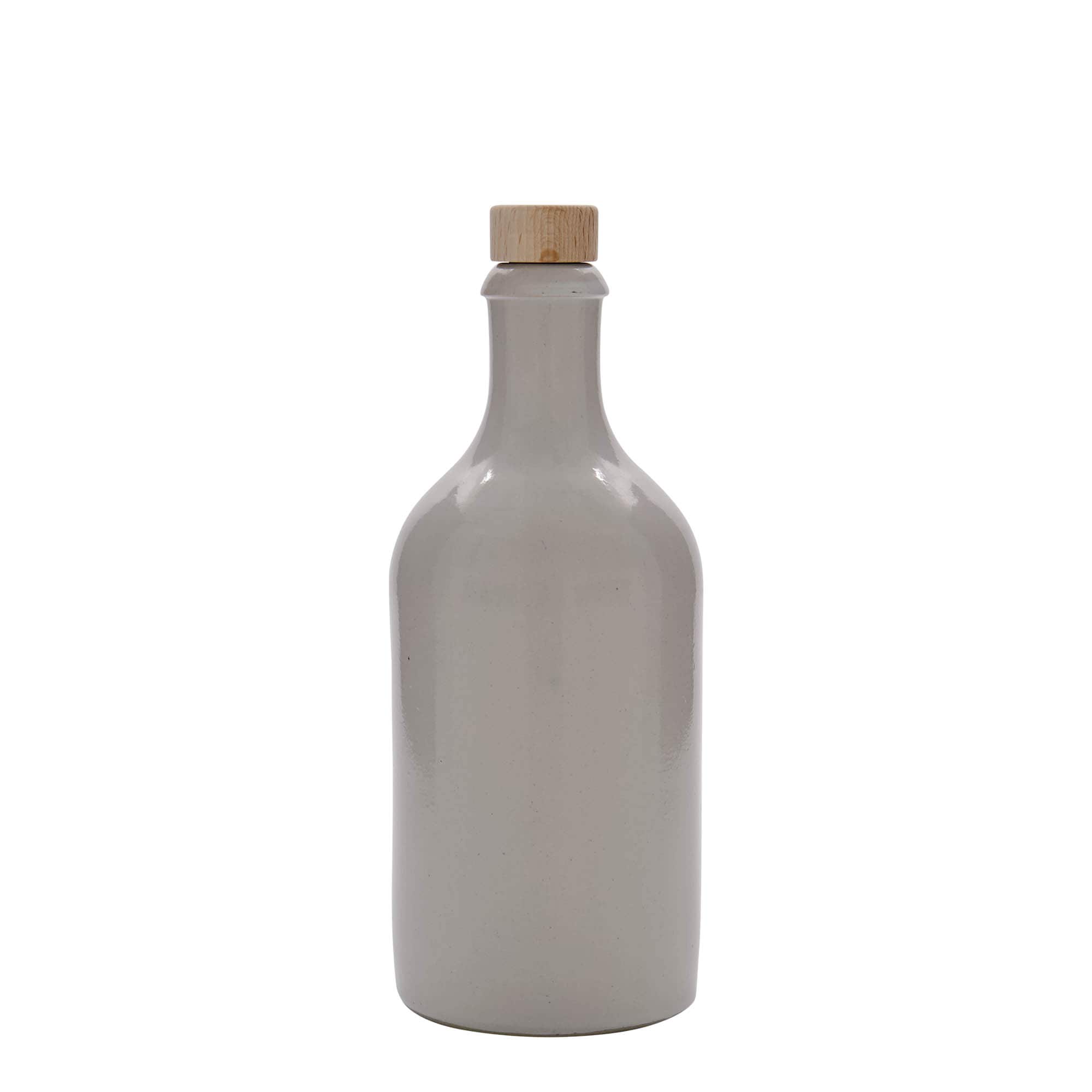 500 ml ulcior pentru lut, ceramică, alb, gură: dop de plută