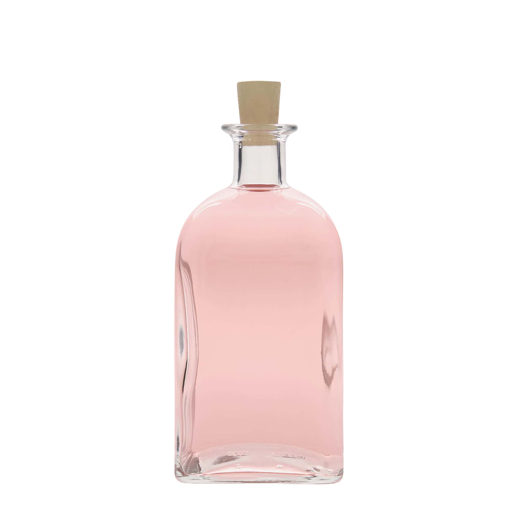 Sticlă de sticlă de 700 ml Apotheker Carré, pătrată, gura: dop de plută