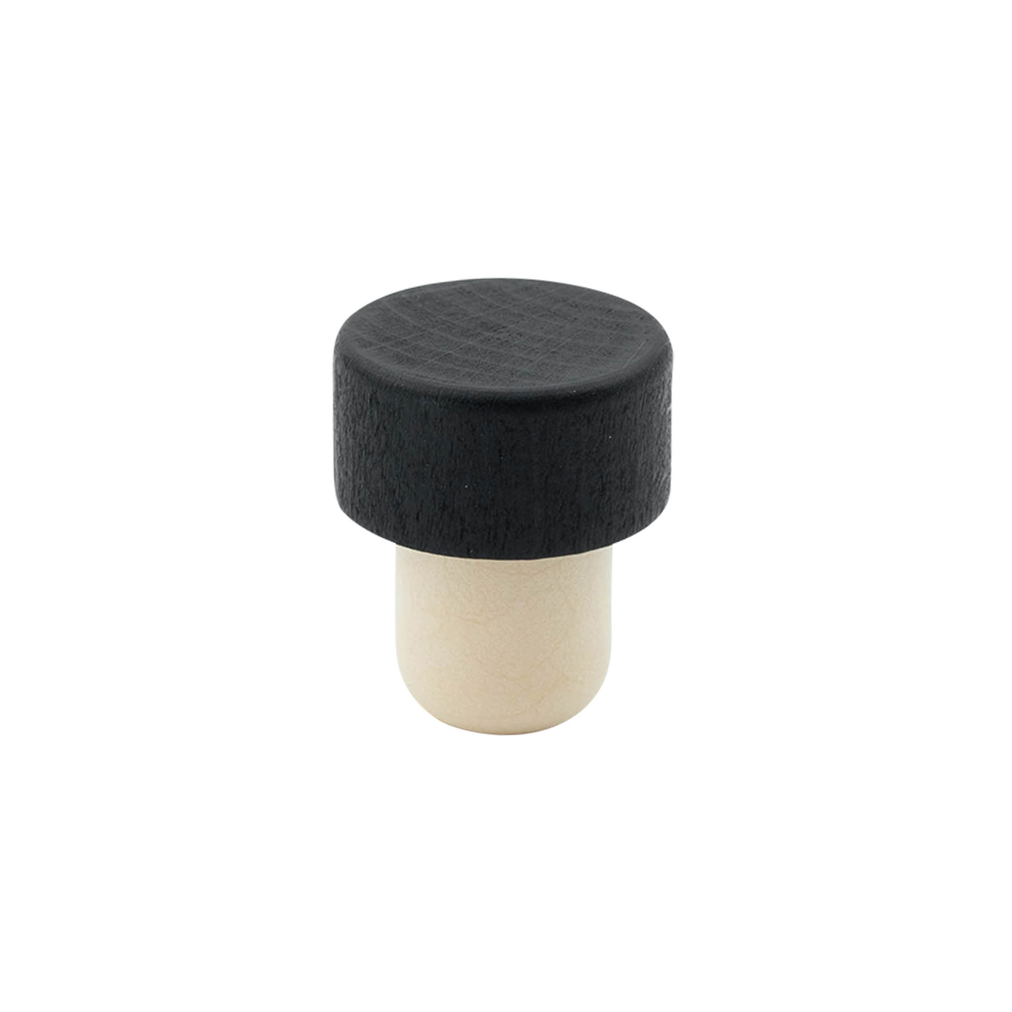 Dop cu mâner 19 mm, lemn/plastic, negru, pentru gură: dop Dop cu mâner 19 mm, lemn/plastic, negru, pentru gură: dop