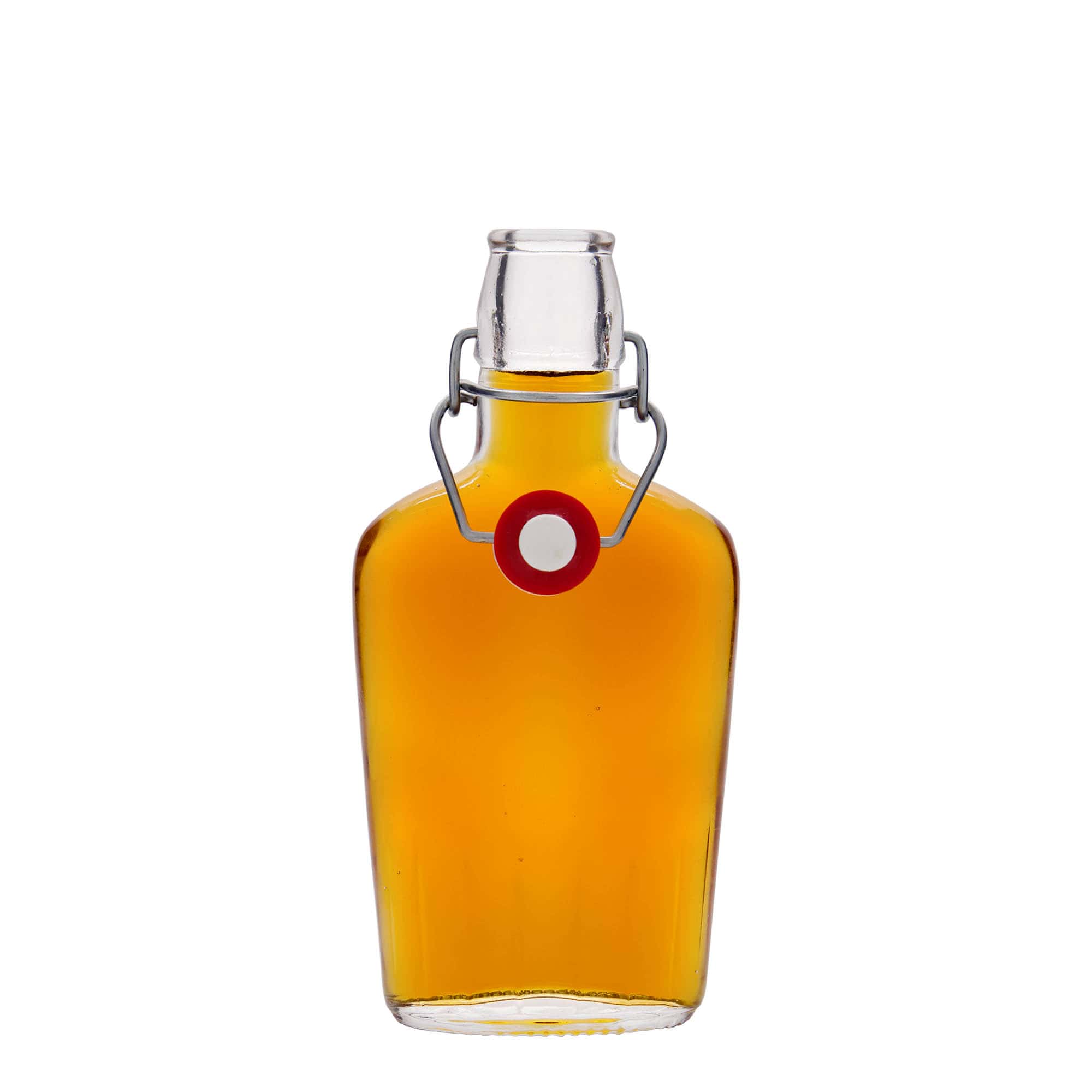 Sticlă de sticlă de 250 ml „Fiaschetta”, ovală, gât: închidere cu clemă Sticlă de sticlă de 250 ml „Fiaschetta”, ovală, gât: închidere cu clemă