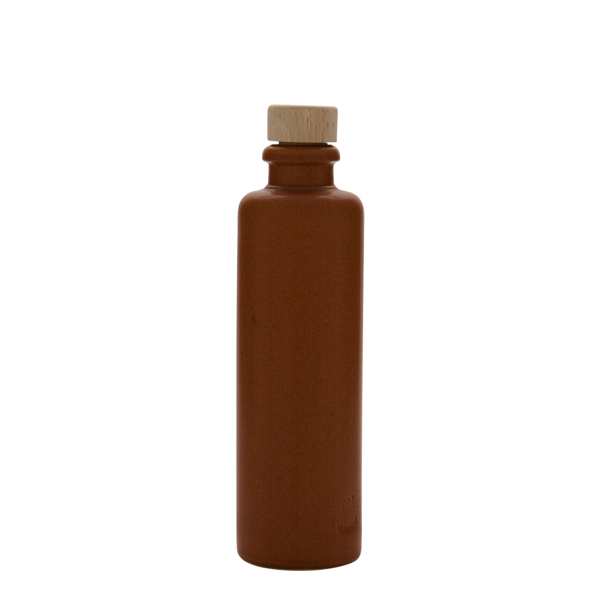 200 ml ulcior de lut, ceramică, roșu-maro, gura: dop de plută
