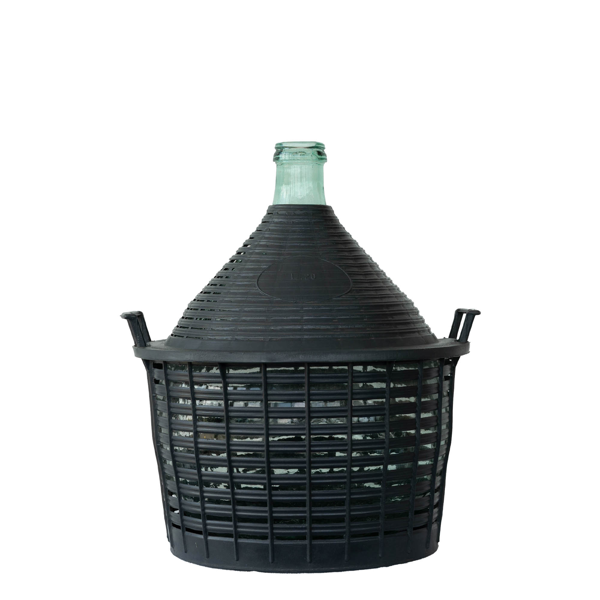 Butelie balon de 20 l, gât îngust, sticlă, gură: capac cu clapetă