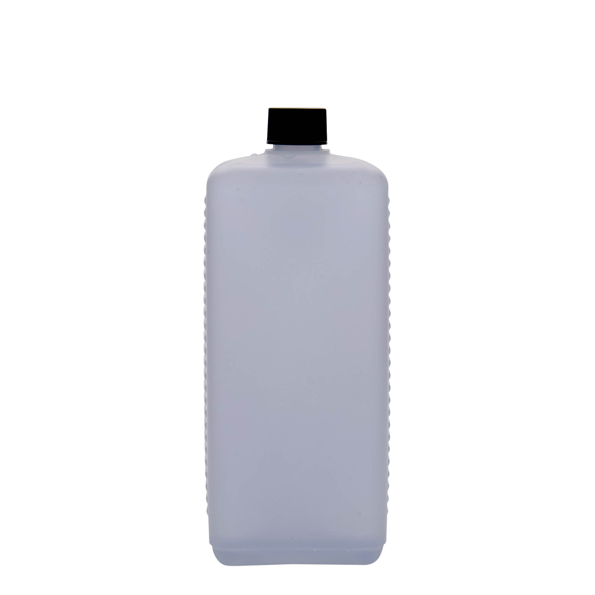 1.000 ml sticlă canistră, dreptunghiulară, plastic HDPE, natural, gura: DIN 25 EPE