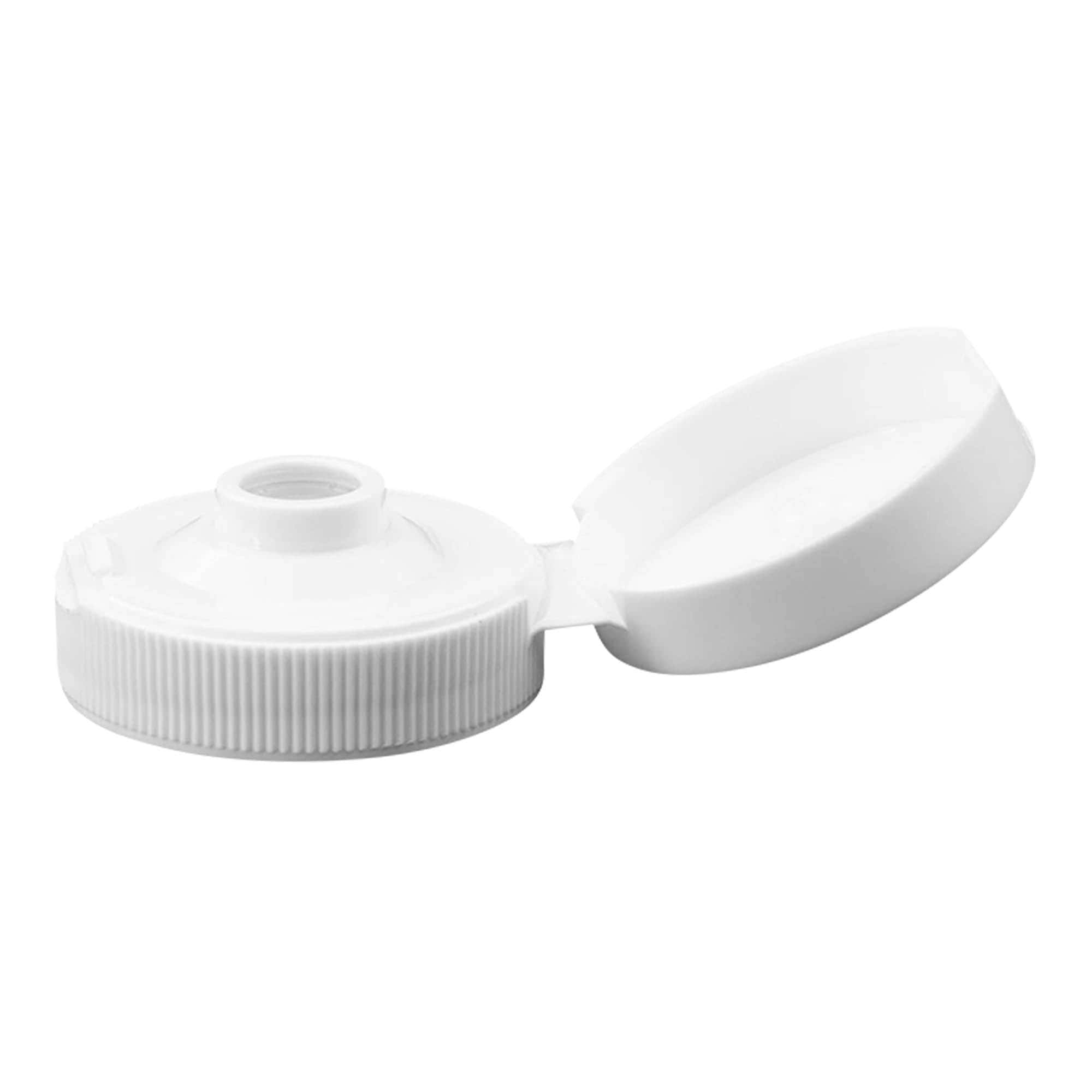 Capac cu filet și balama pliabilă, plastic PP, alb, pentru gura: 38/400