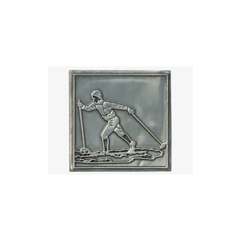 Etichetă de cositor „Schior fond”, pătrată, metal, argintiu