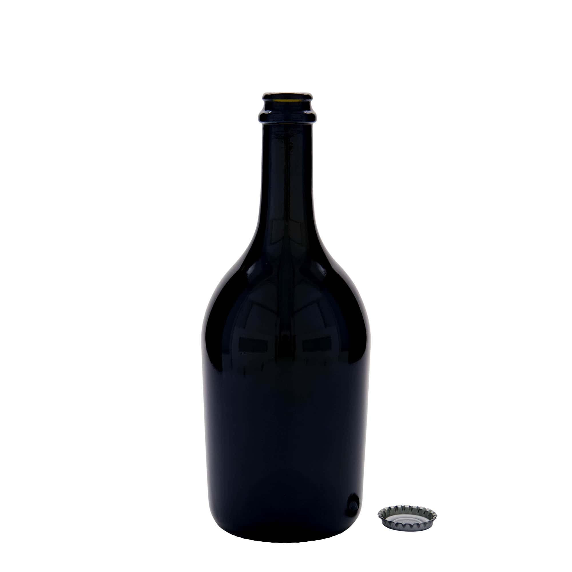 Sticlă de bere/șampanie 750 ml „Butterfly”, sticlă, verde antichizat, gât: capac cronic
