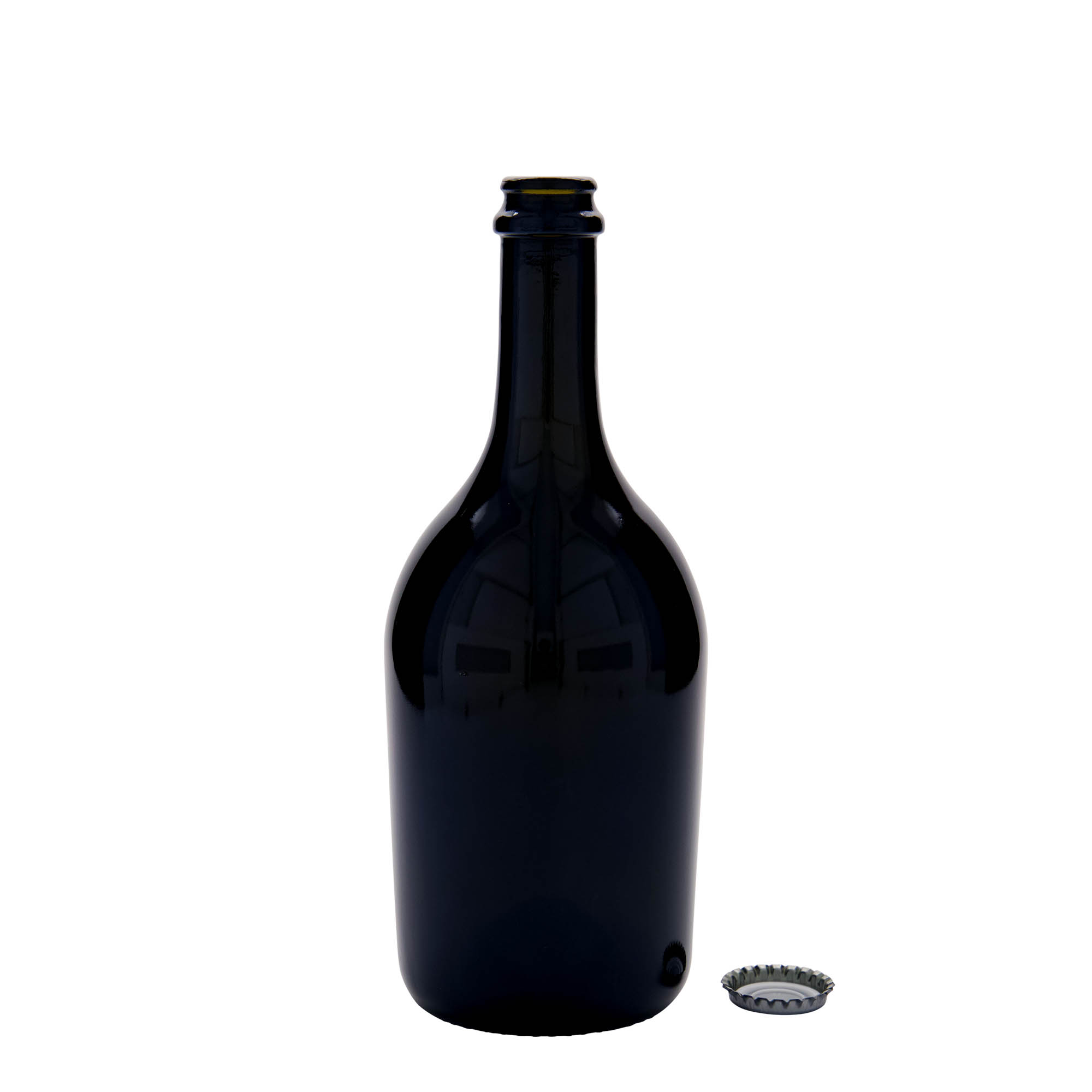 Sticlă de bere/șampanie 750 ml „Butterfly”, sticlă, verde antichizat, gât: capac cronic