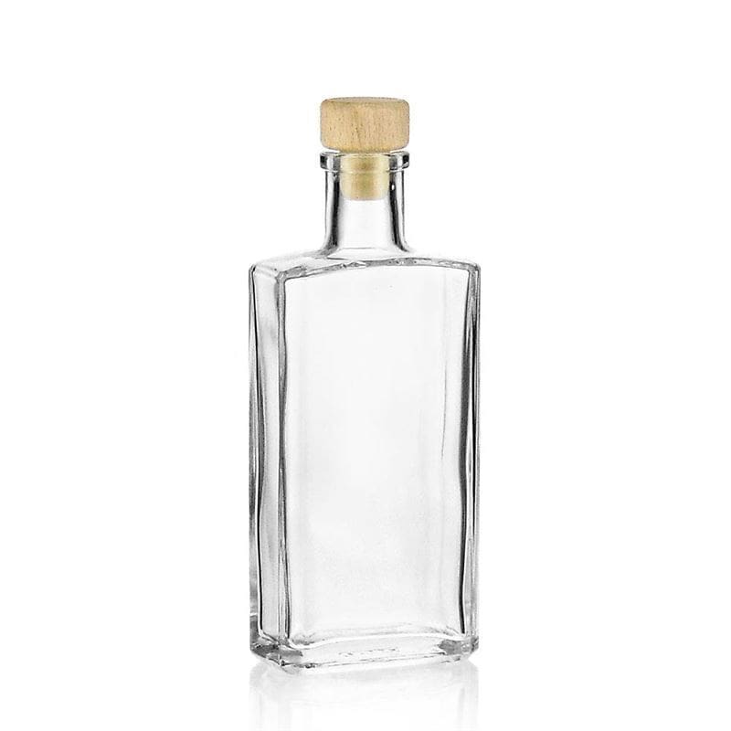 Sticlă de sticlă 200 ml „Shiny”, dreptunghiulară, gura: dop de plută